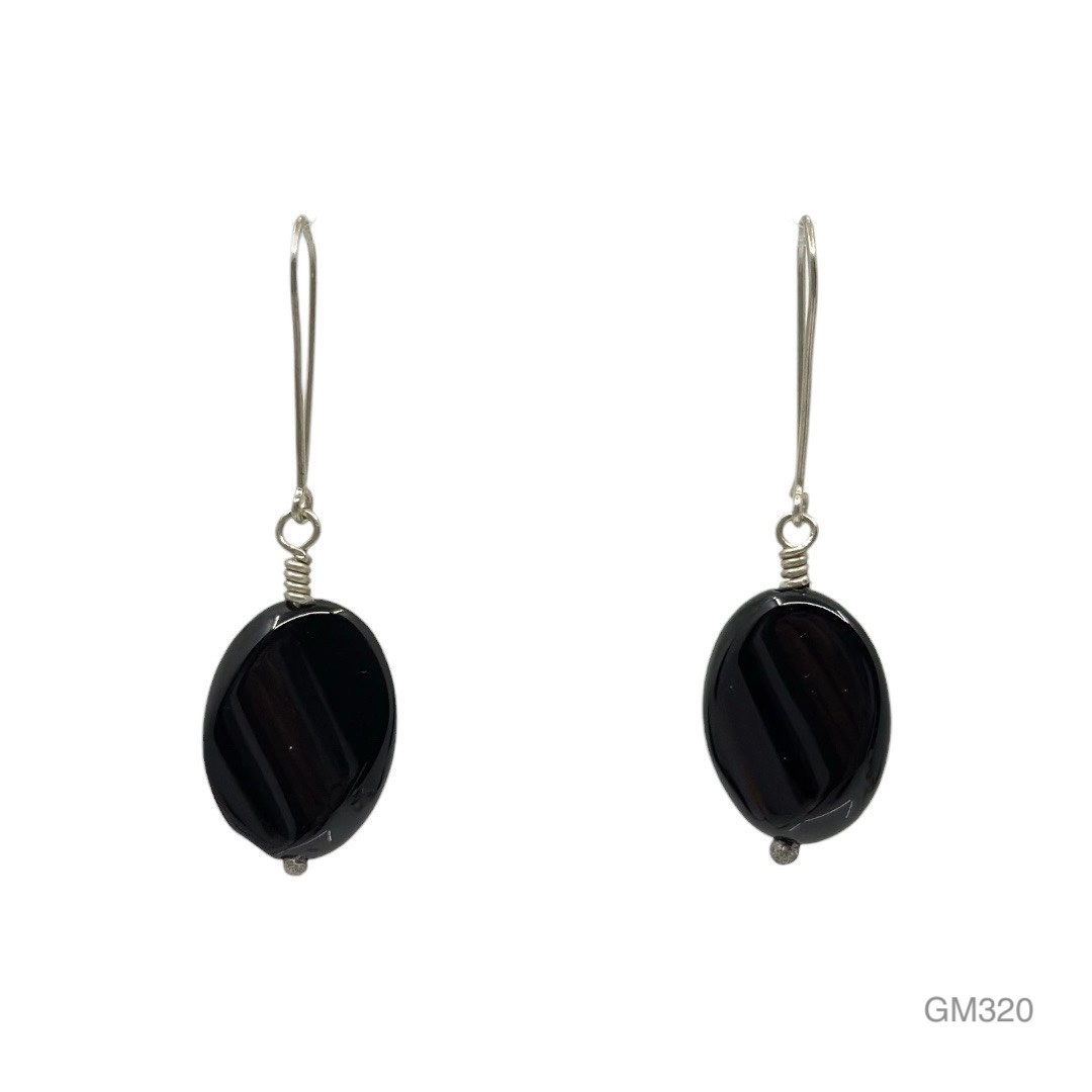 Hand made sterling silver onyx earrings - GM320