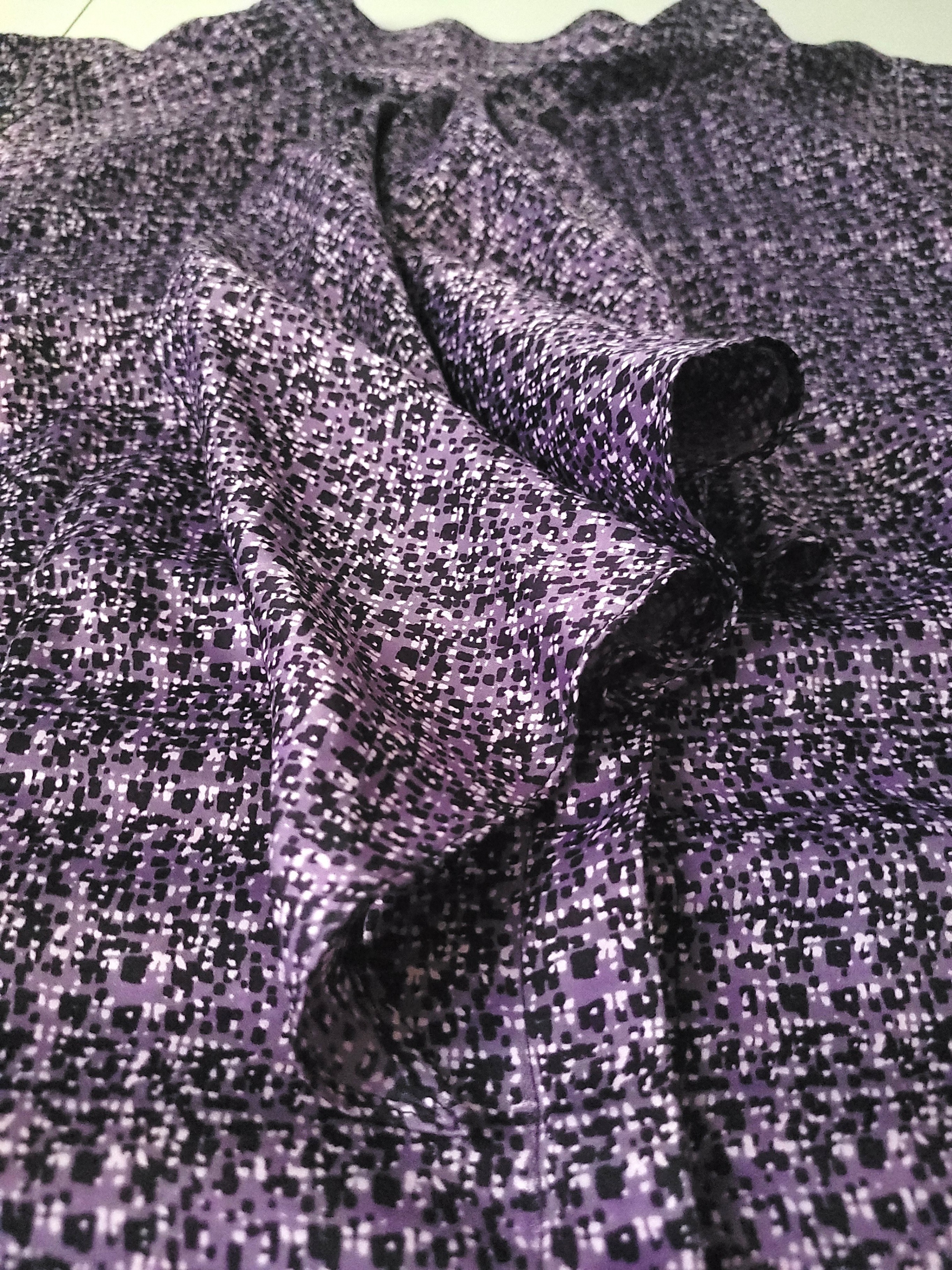 Worthington Purple Geometric Grid Tie Neck Cap Sleeve Blouse Top - photo 5