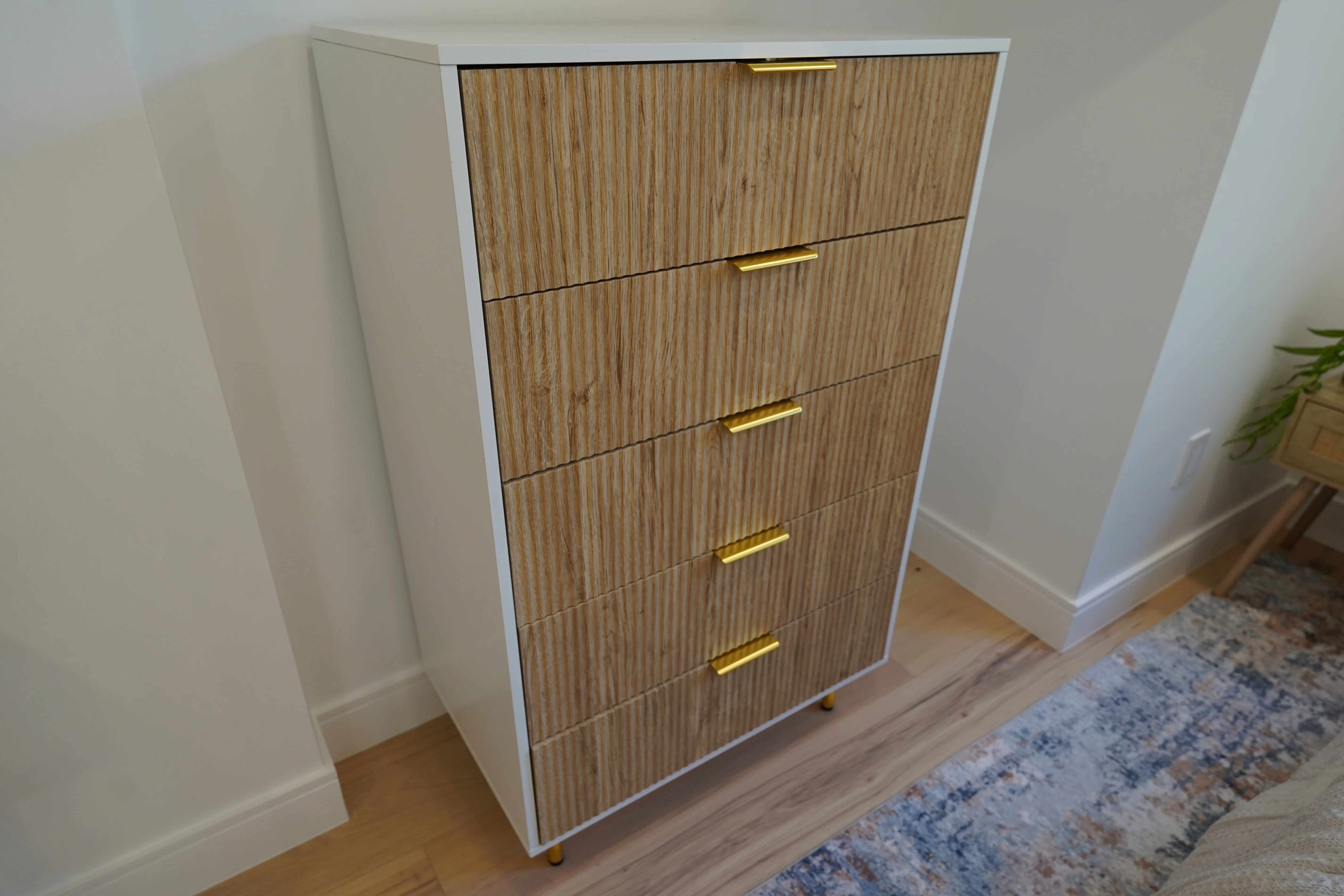 BRAND NEW White and Oak Dresser with Gold Accents - photo 2