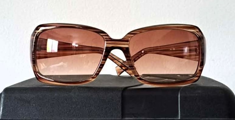 Vintage Alfred Sung Oversized Sunglasses Brown Striped Y2K Shade
