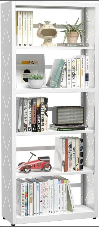 5-Tier White Metal Bookshelf