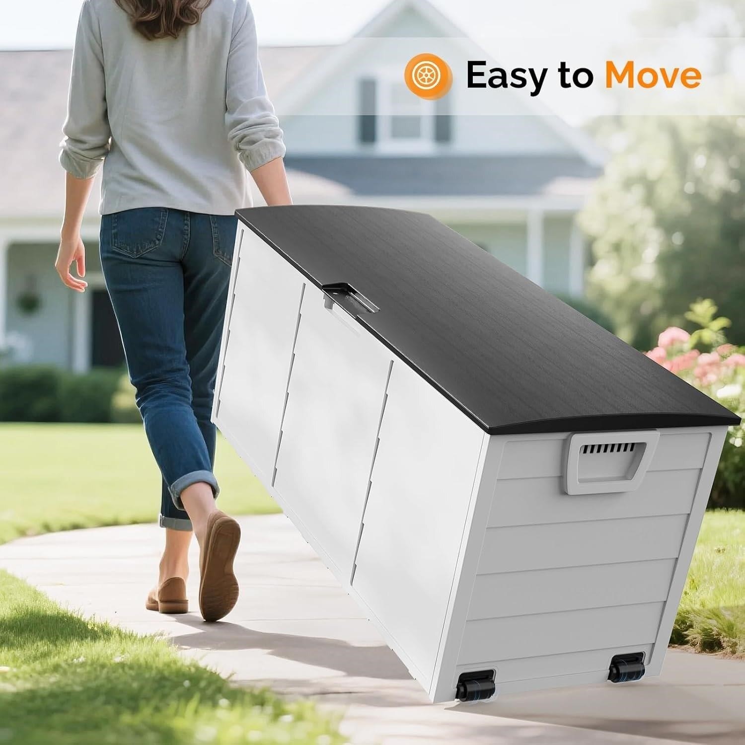 Vingli 75 Gallon Outdoor Storage Deck Box - White/Black