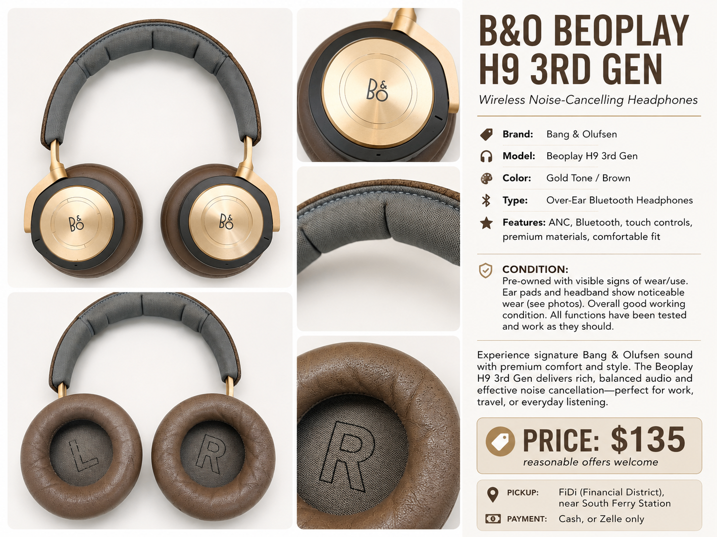 B&O Beoplay H9 3rd Gen Wireless Noise-Cancelling Headphones