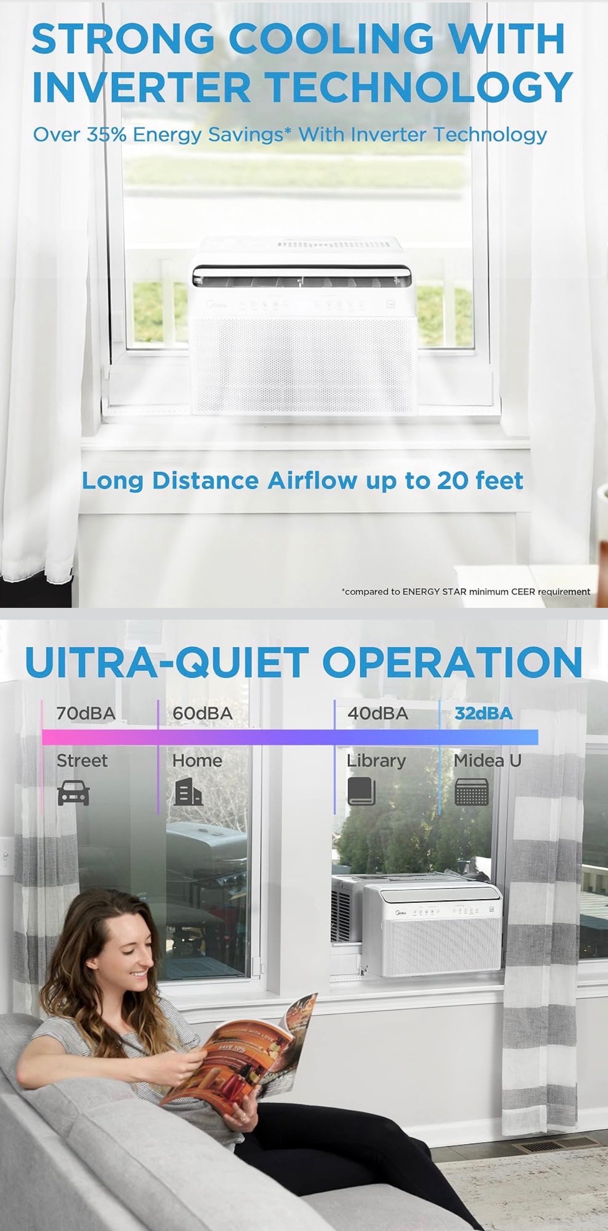 NEW: 8,000BTU Smart Inverter Window Air Conditioner Ultra Quiet - photo 2