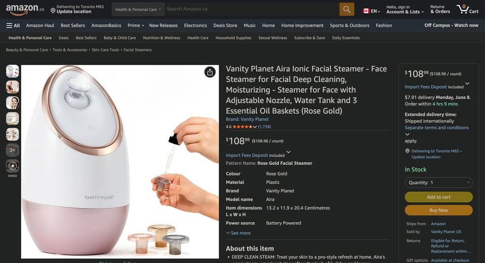 Vanity Planet Aura Ionic Facial Steamer - Rose Gold - photo 2