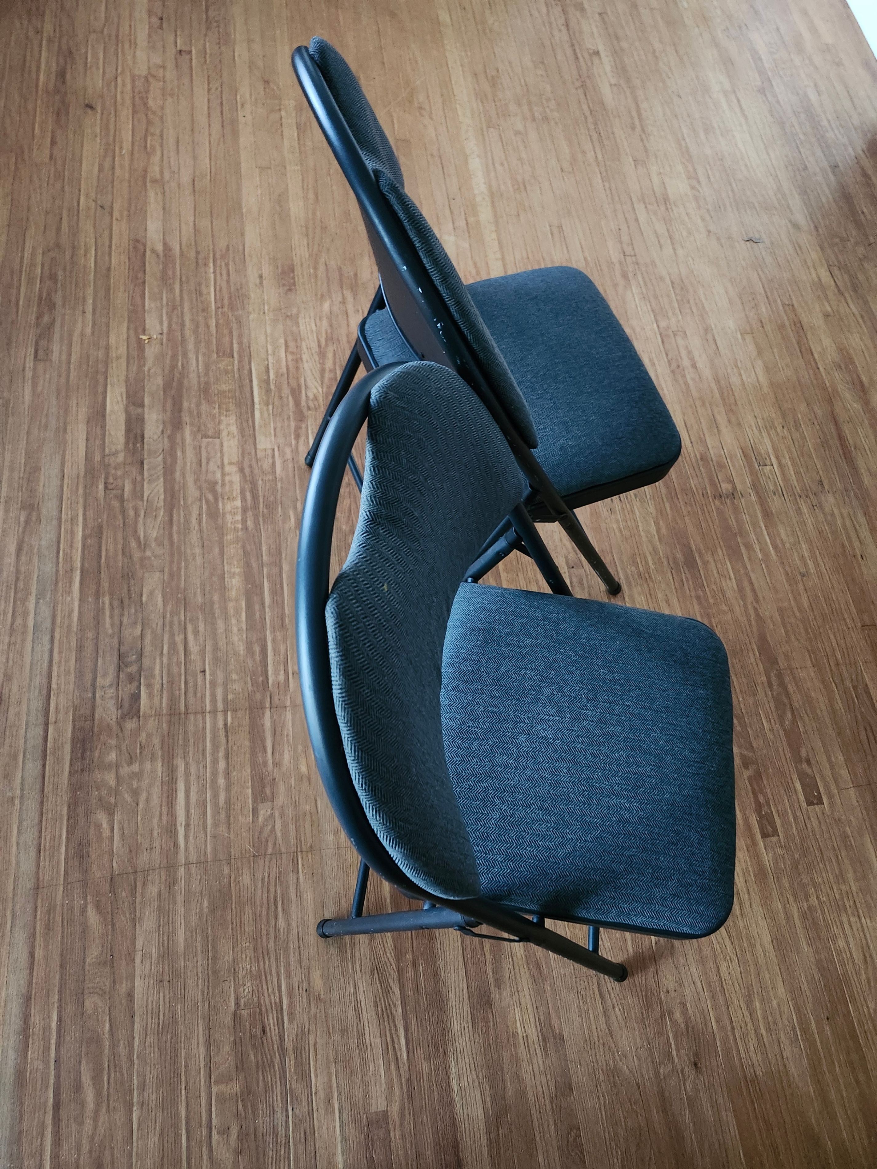 Black Padded Folding Chairs – Set of 3