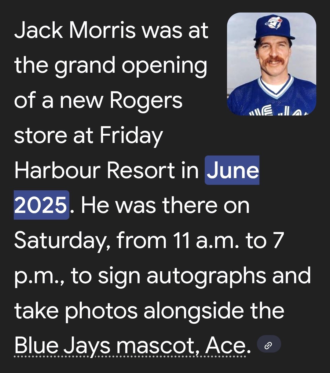 Jack Morris Autographed Toronto Blue Jays Photo Rogers - photo 4