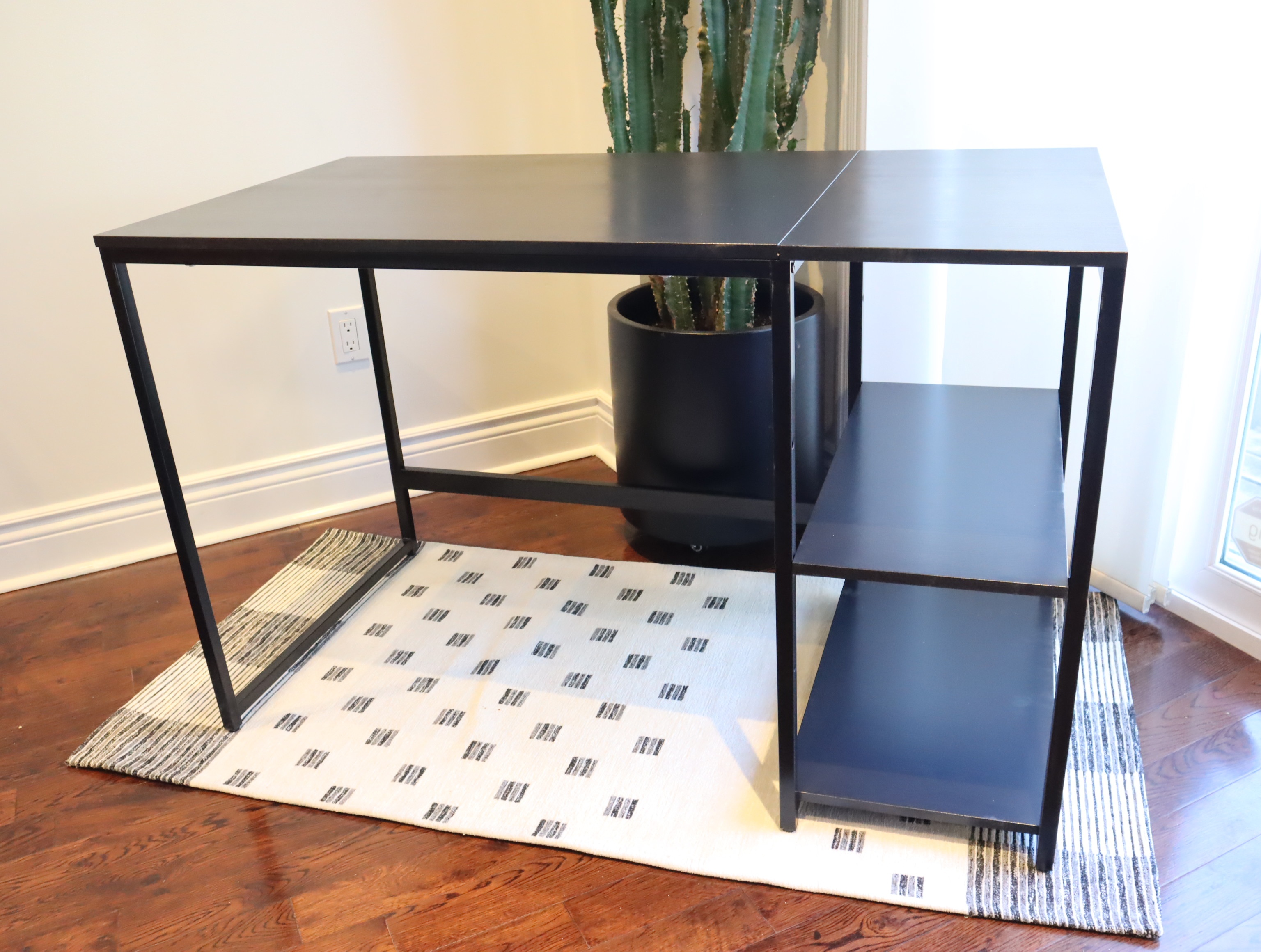 Black Desk with Side Storage and Printer Shelves - photo 3