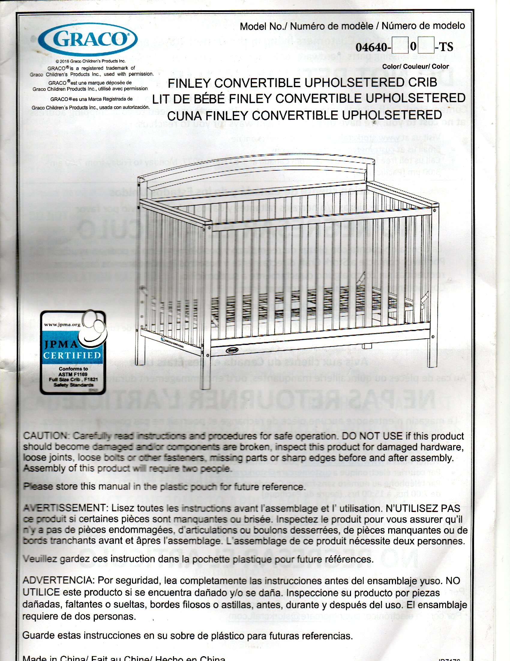 Graco Finley Convertible Crib - Excellent Condition + Manual - photo 5