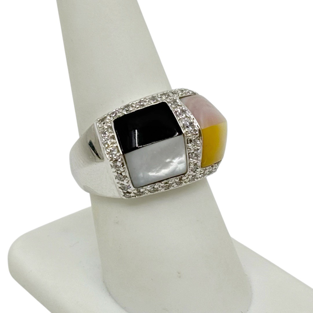 MIU sterling silver mother of pearl & cubic zirconia ring - photo 2