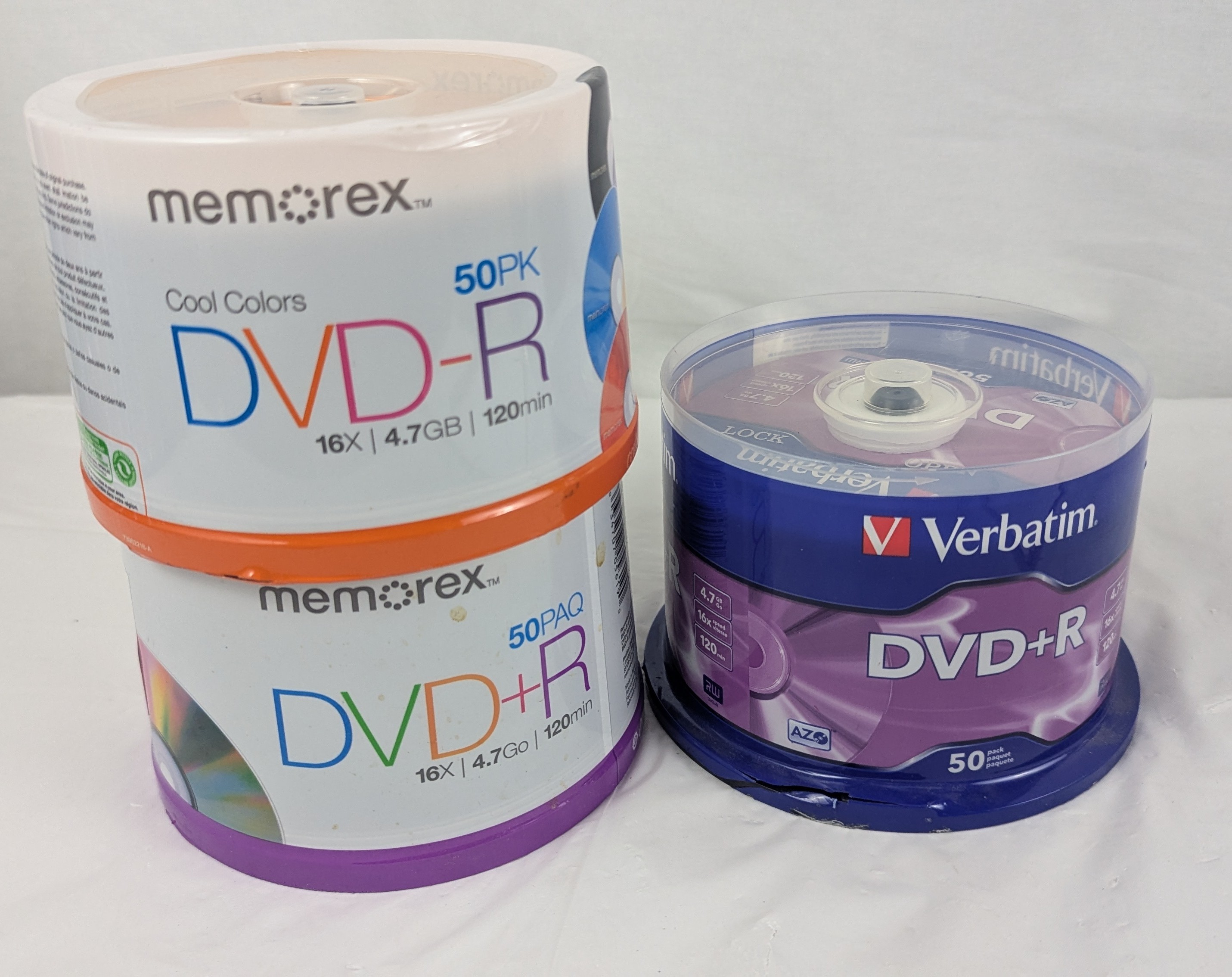 150pc lot - 100pc DVD+R 50pc DVD-R Memorex Verbatim 16X 4.7 GB