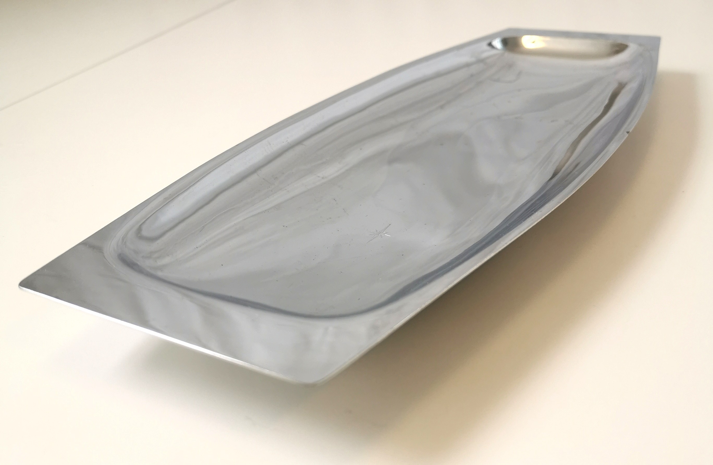 1950s Atomic Chrome Surfboard Serving Tray Starburst Etched