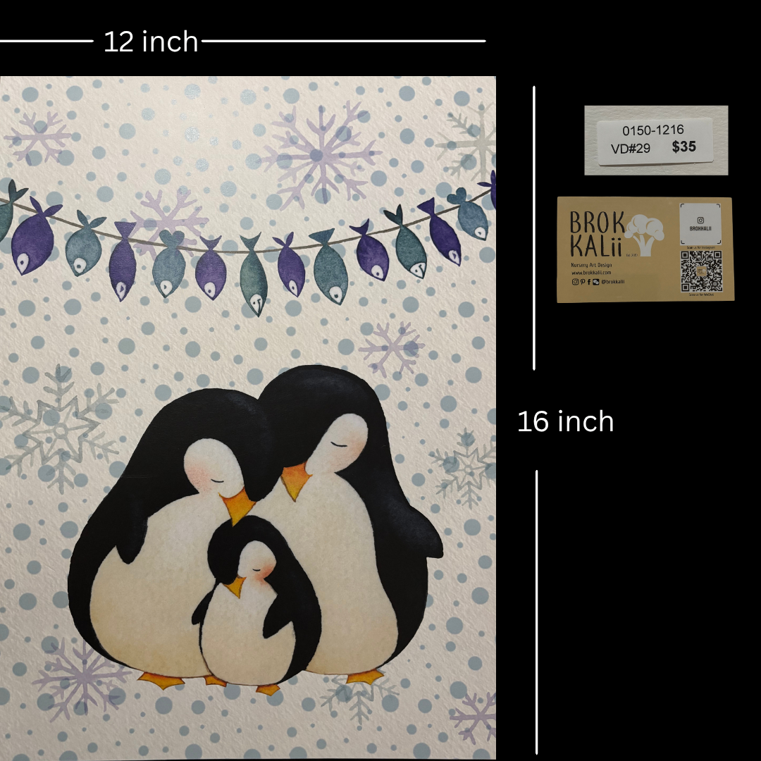 Penguin Family Art Print – 12” x 16” Nursery Wall Decor - photo 2