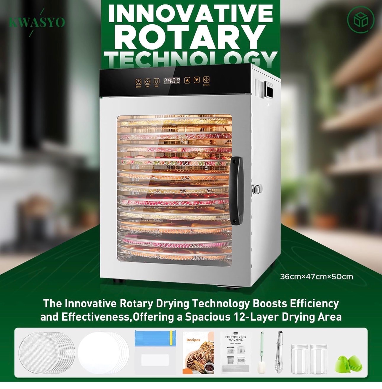 Food Dehydrator Machine 12 Trays Stainless Steel Dual fan 360° - photo 4