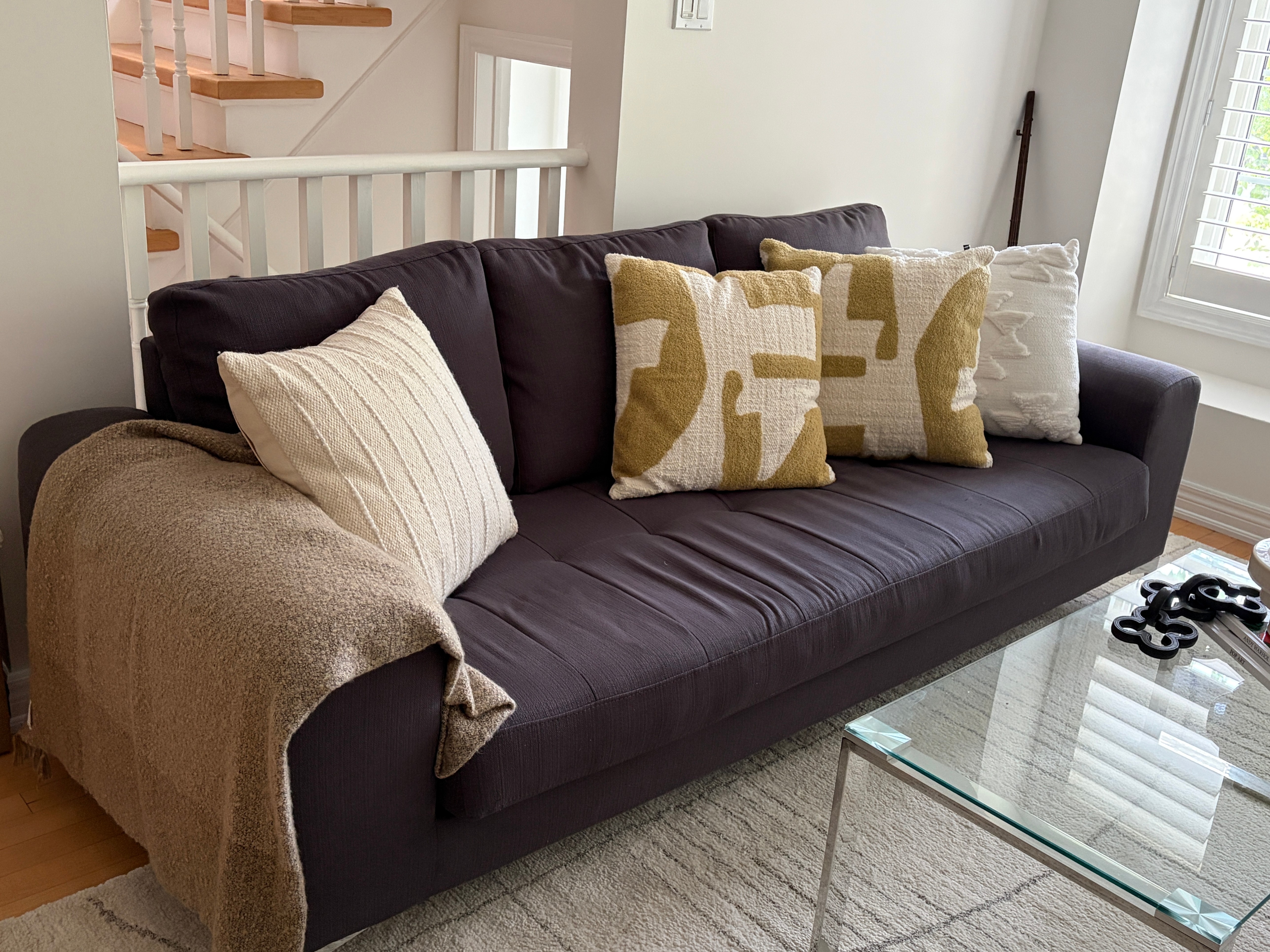 Structube Dark Grey Sofa (Pillows not included)