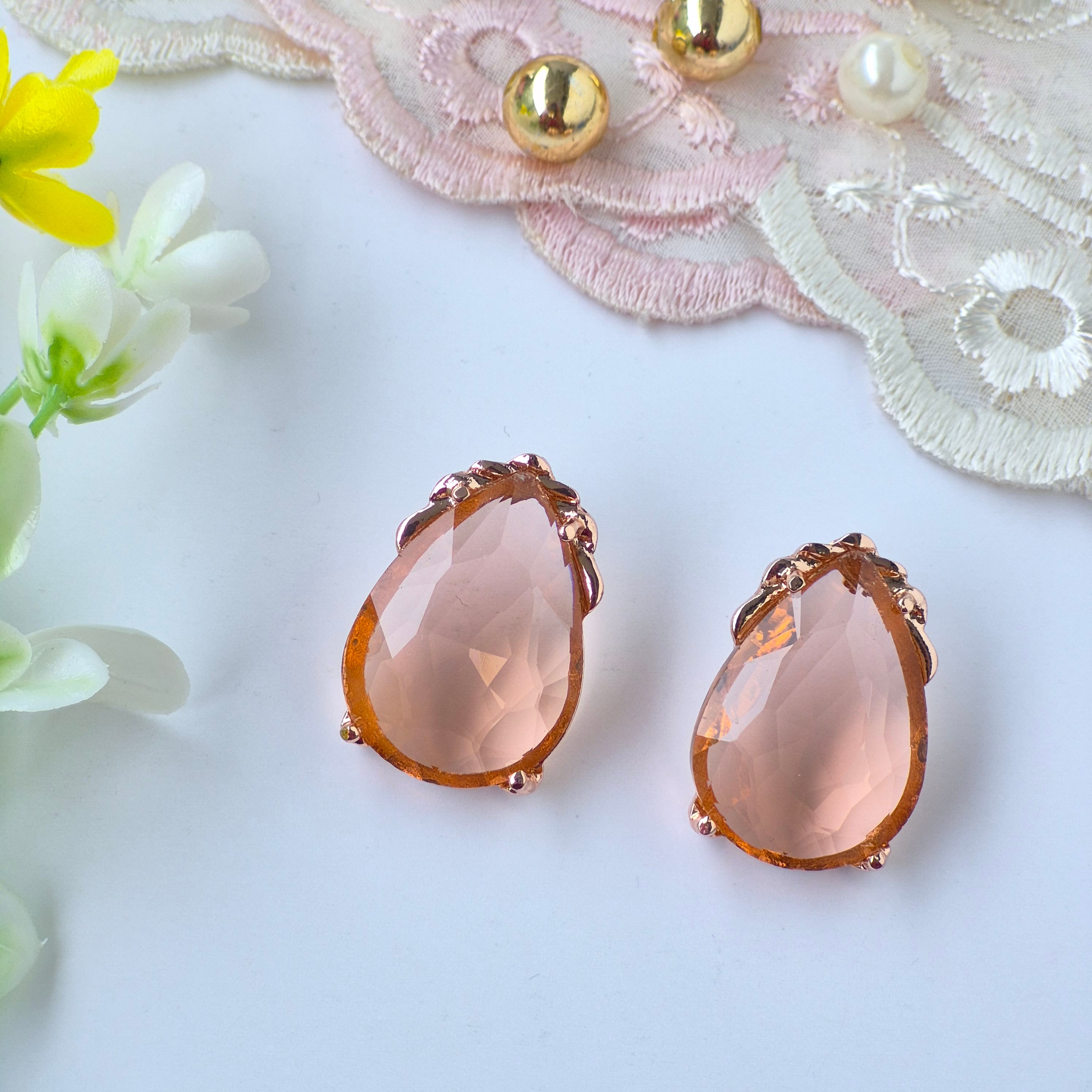 ✨ Peach Nude Teardrop Earrings by Rabloo Accessories