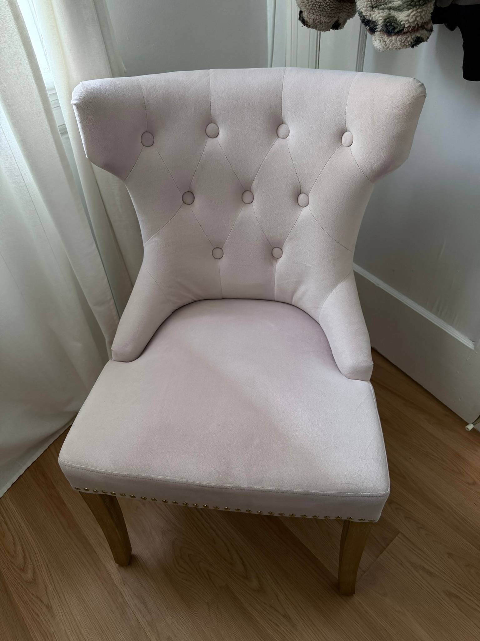 Pier 1 Blush Pink Velvet Accent Chair - Tufted Wing Back