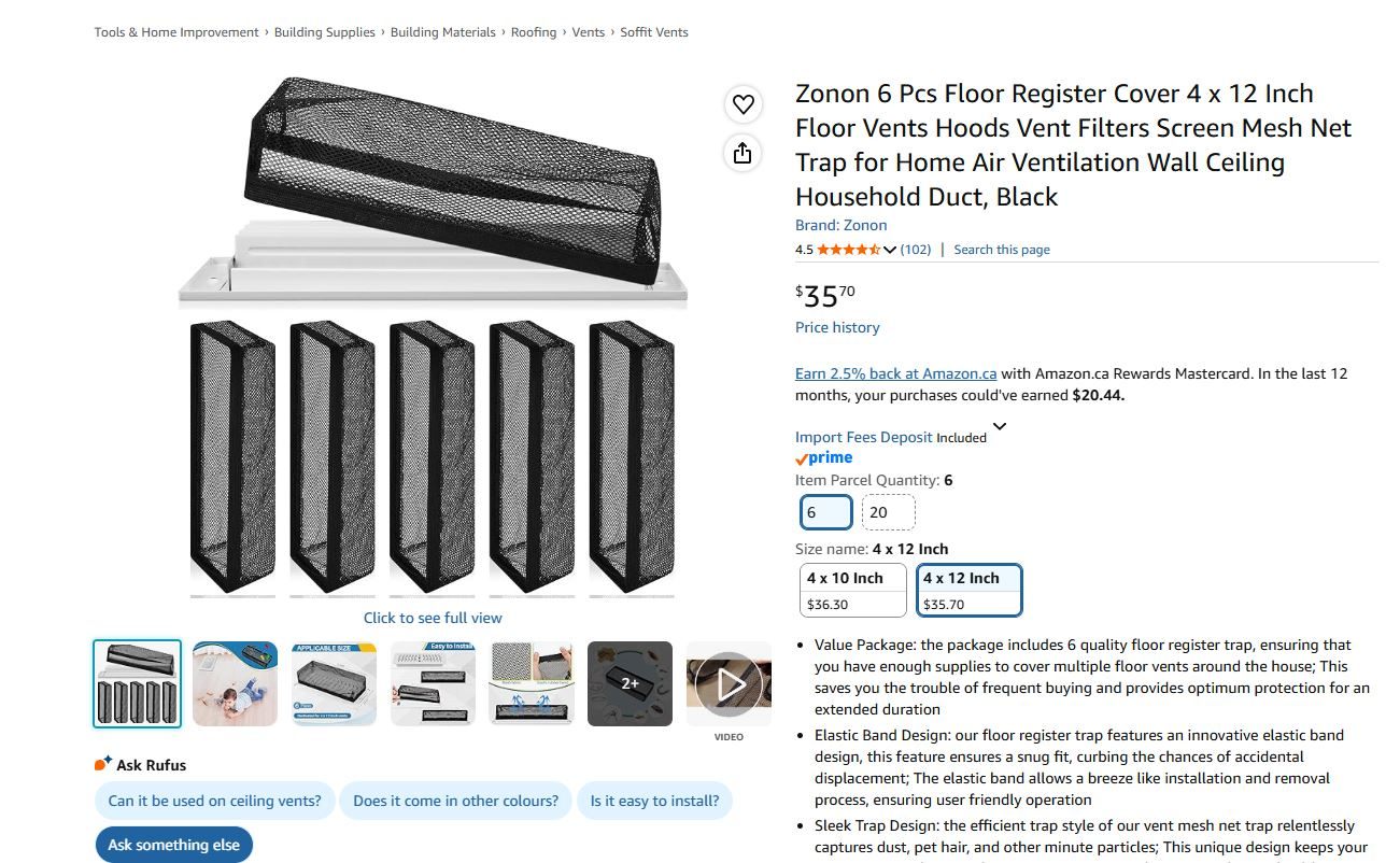 Zonon 6 Pcs Floor Register Covers 4 x 12 Inch - photo 2