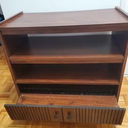Wood Media Console with Pull-Out Shelf and Storage - photo 4