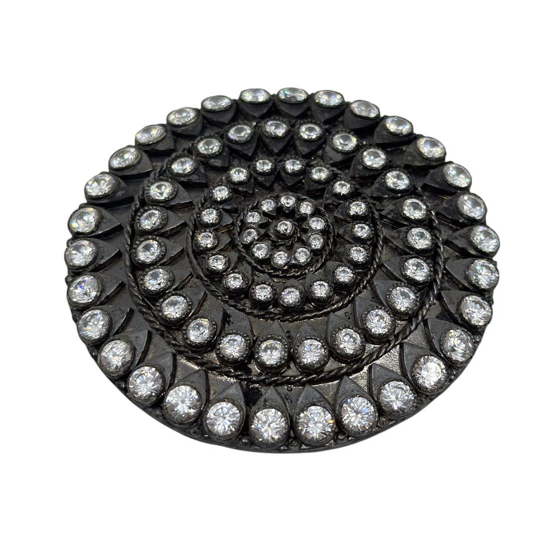 Vintage oversize sterling silver cubic zirconia brooch - GM1202 - photo 3