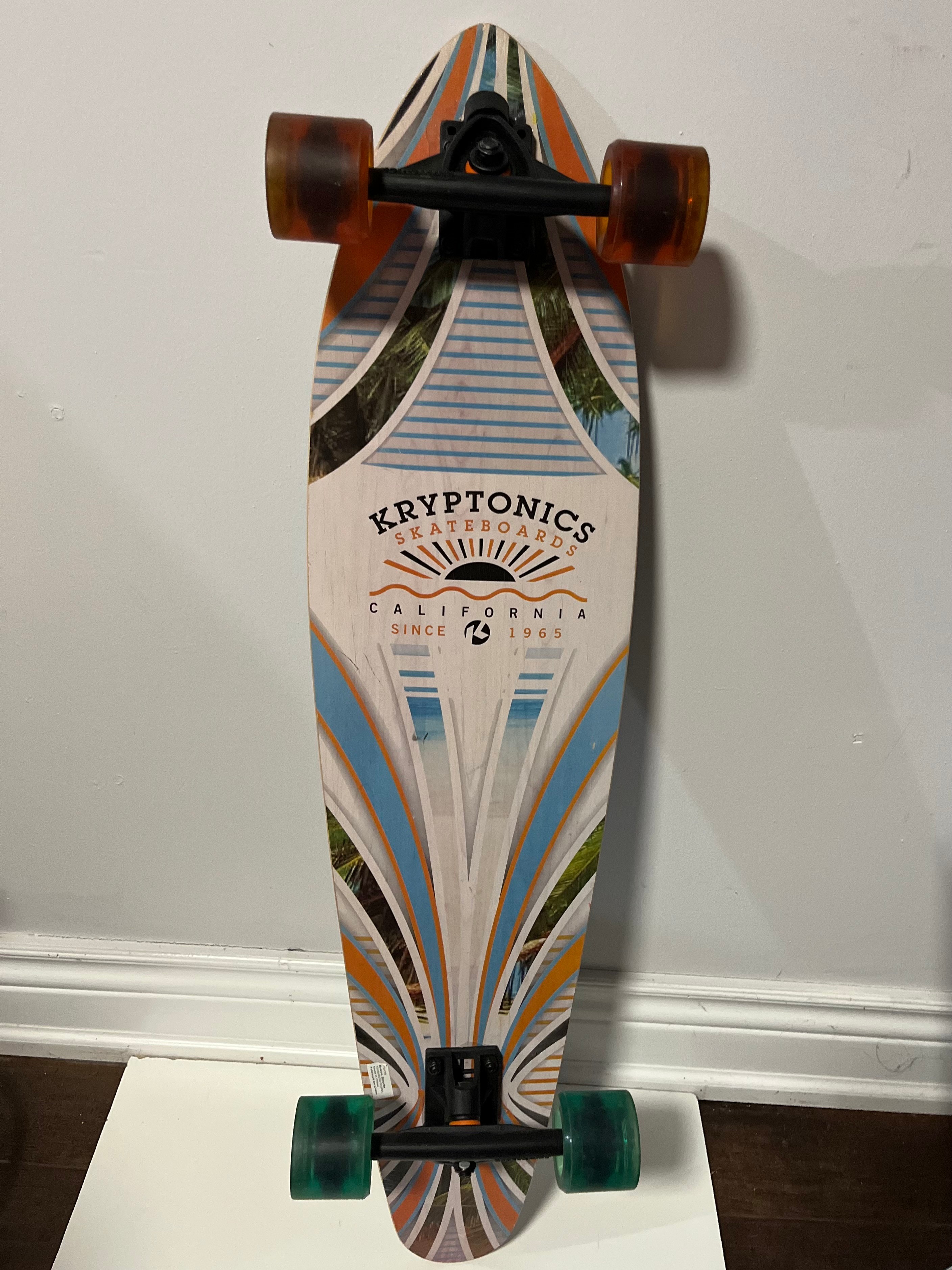 Kryptonics 36" Rad Rays longboard tropical graphic on underside - photo 2