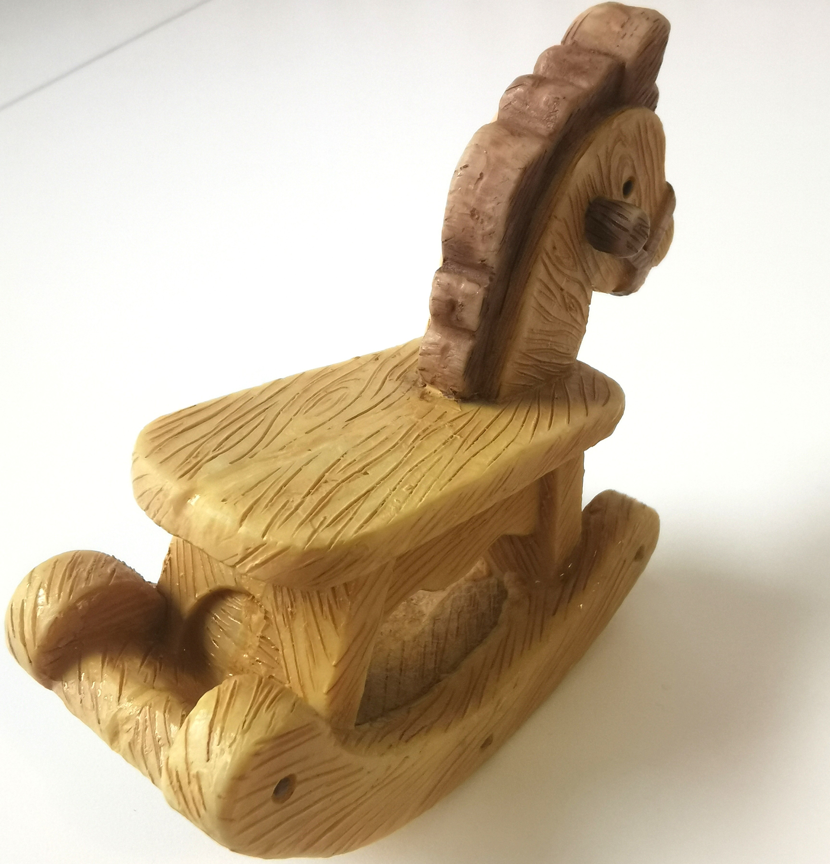 1980s Miniature Rocking Horse Figurine Faux Wood Grain - photo 5