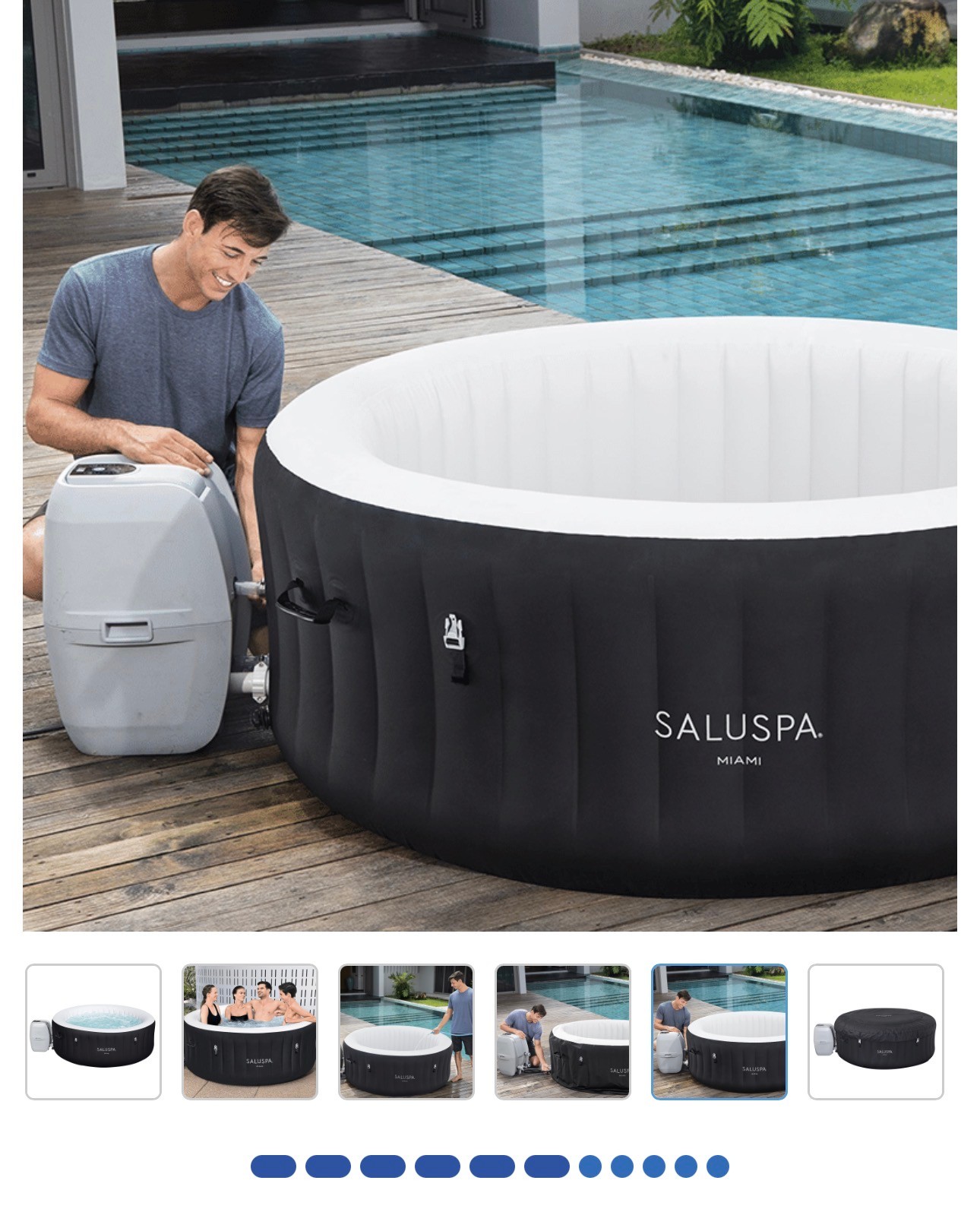 SEALED:Saluspa Miami Airjet  2-4Person Inflatable Spa Tub 71"x26