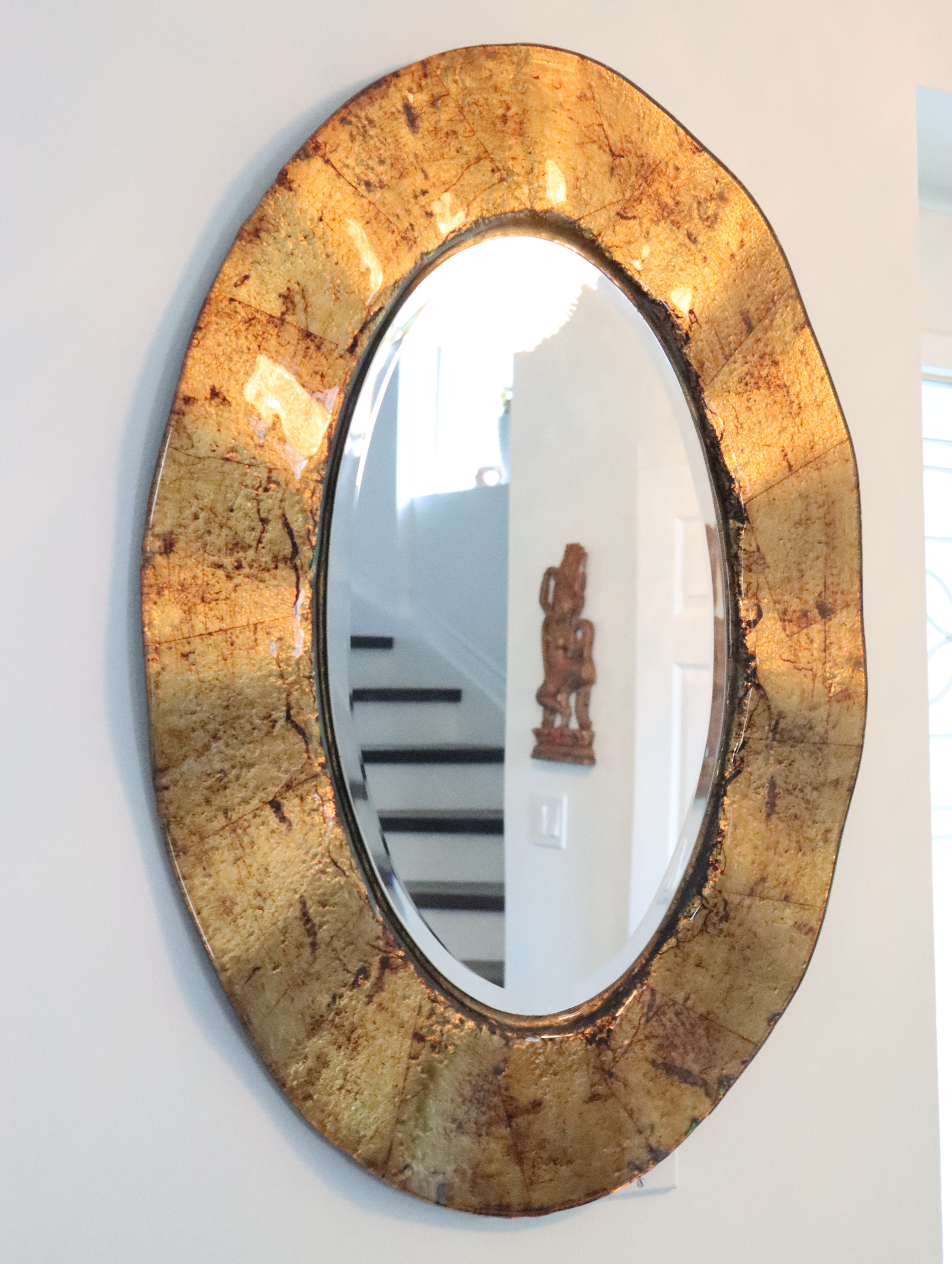 Gold/Brown Glass Frame Oval Mirror