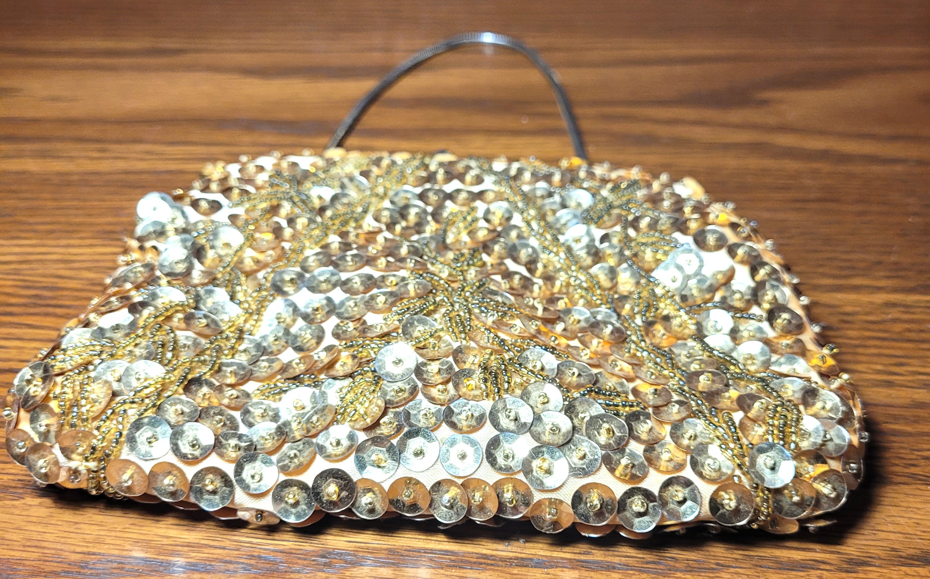 60s Goldco Gold Beaded Sequined Evening Clutch Purse Hong Kong - photo 2