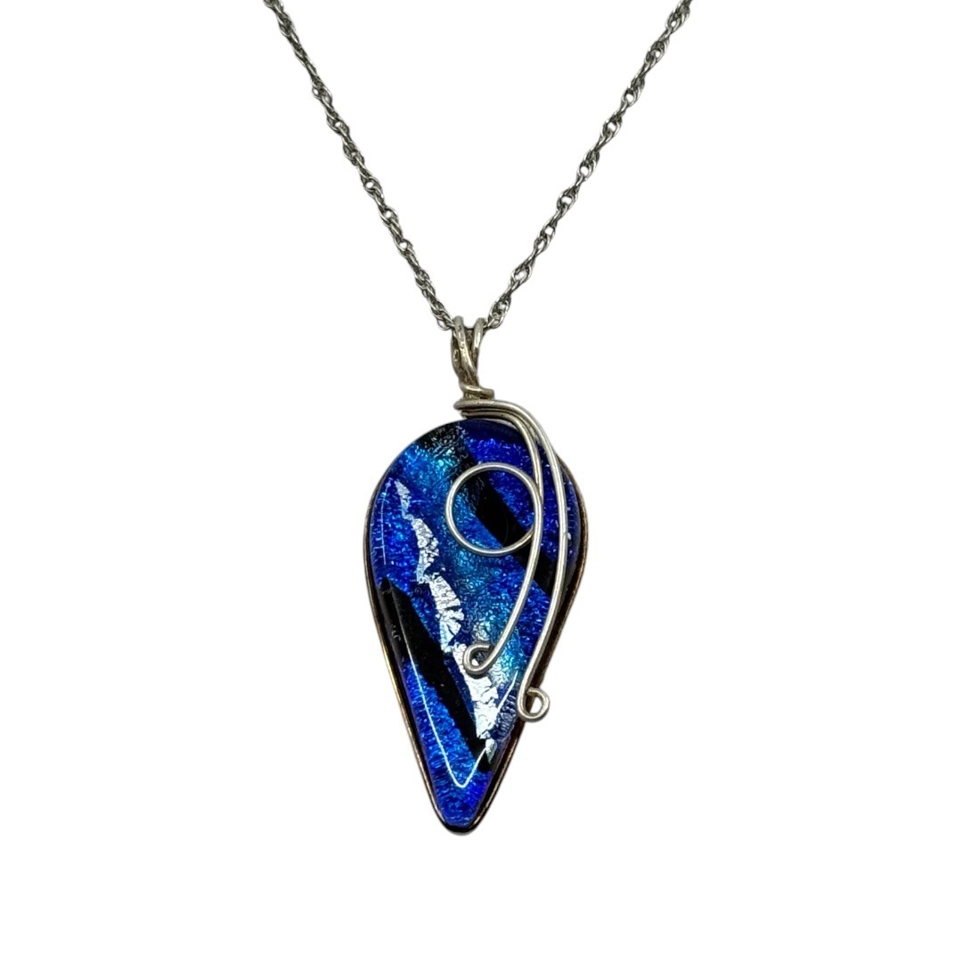 sterling silver Dichroic glass pendant - GM322 - photo 2