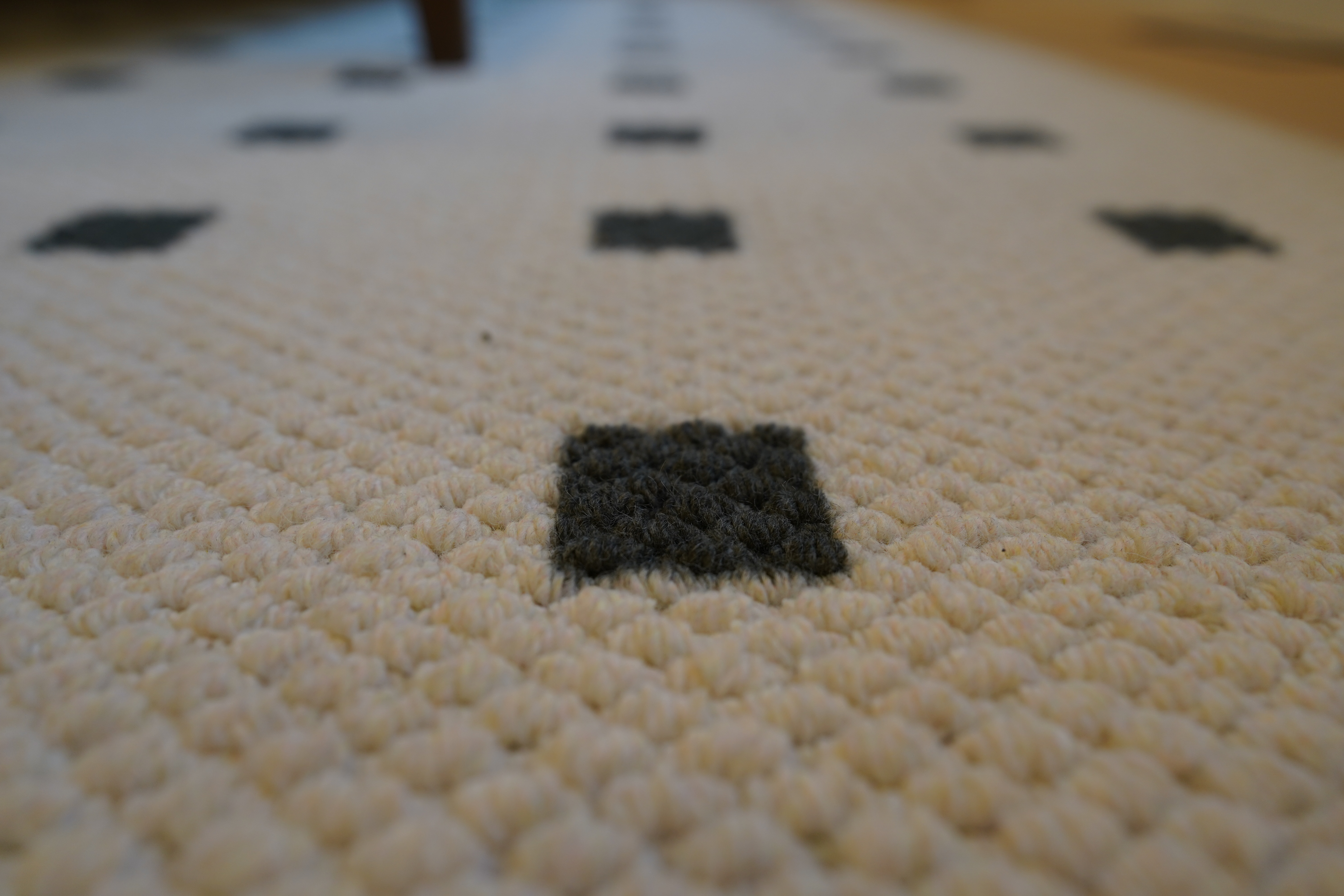 BRAND NEW 5'3" x 7'7" wool area rug with black squares - photo 2