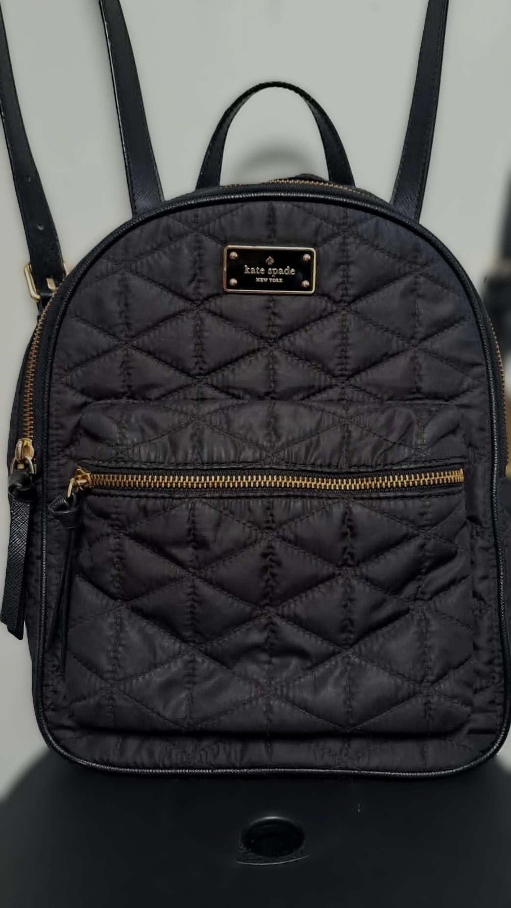 Authentic Kate Spade Quilted Small Bradley Backpack Black & Gold - photo 2