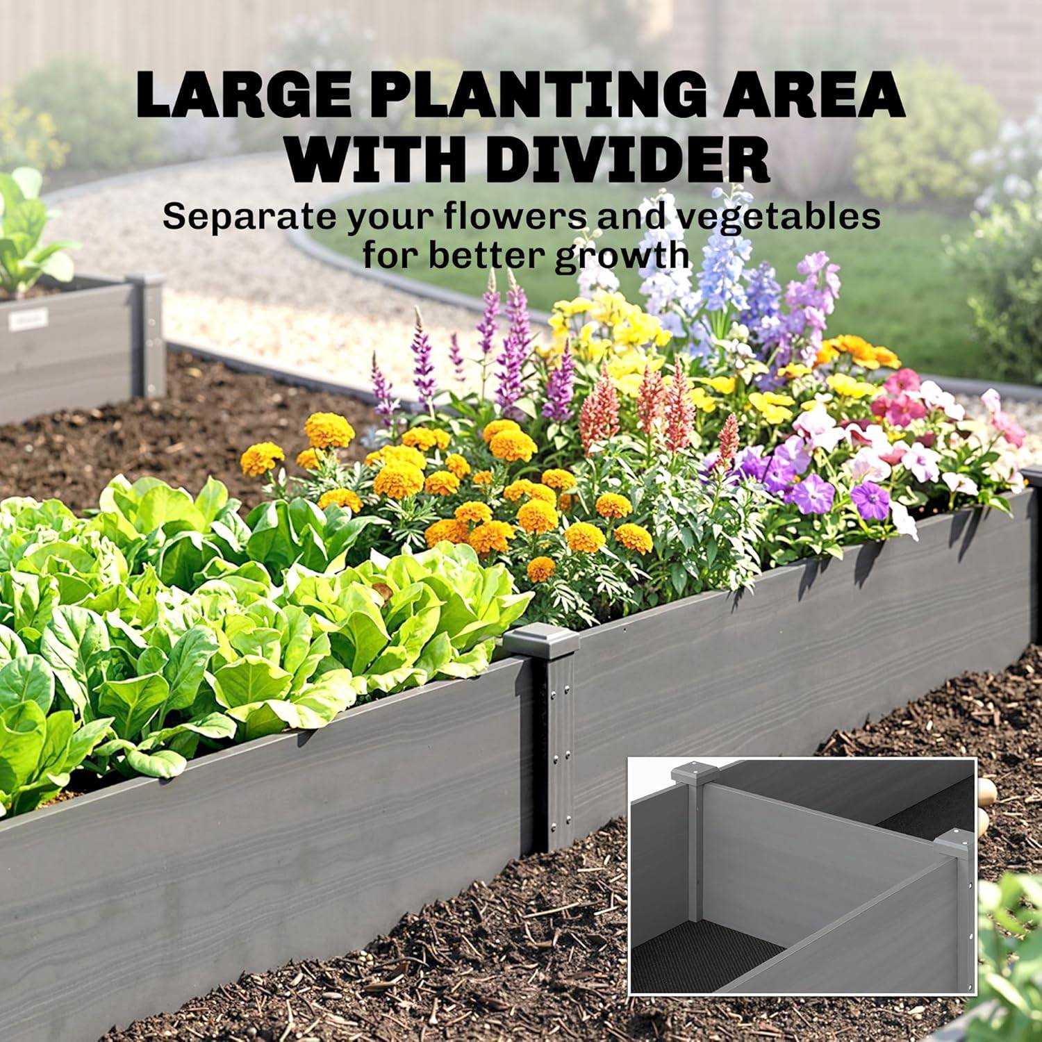 Outsunny Wooden Raised Garden Bed – Grey - photo 4