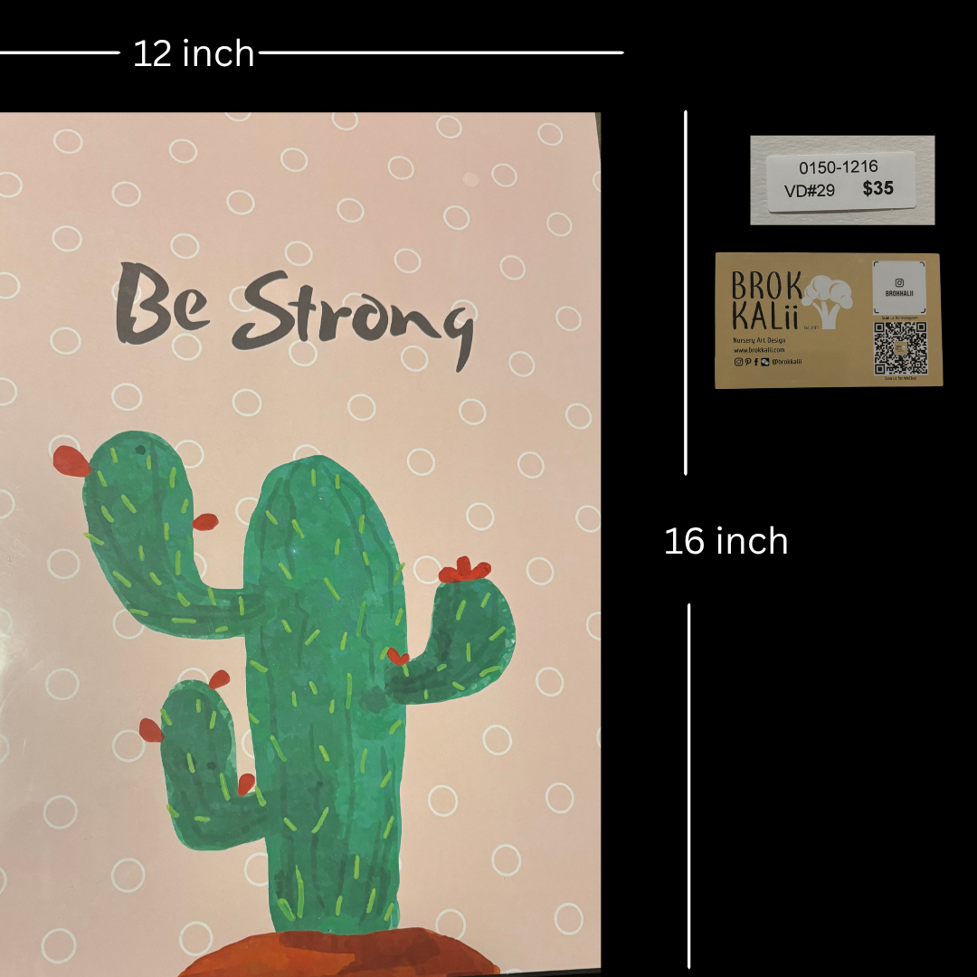 Be Strong” Cactus Art Print – 12” x 16” Motivational Wall Decor - photo 2