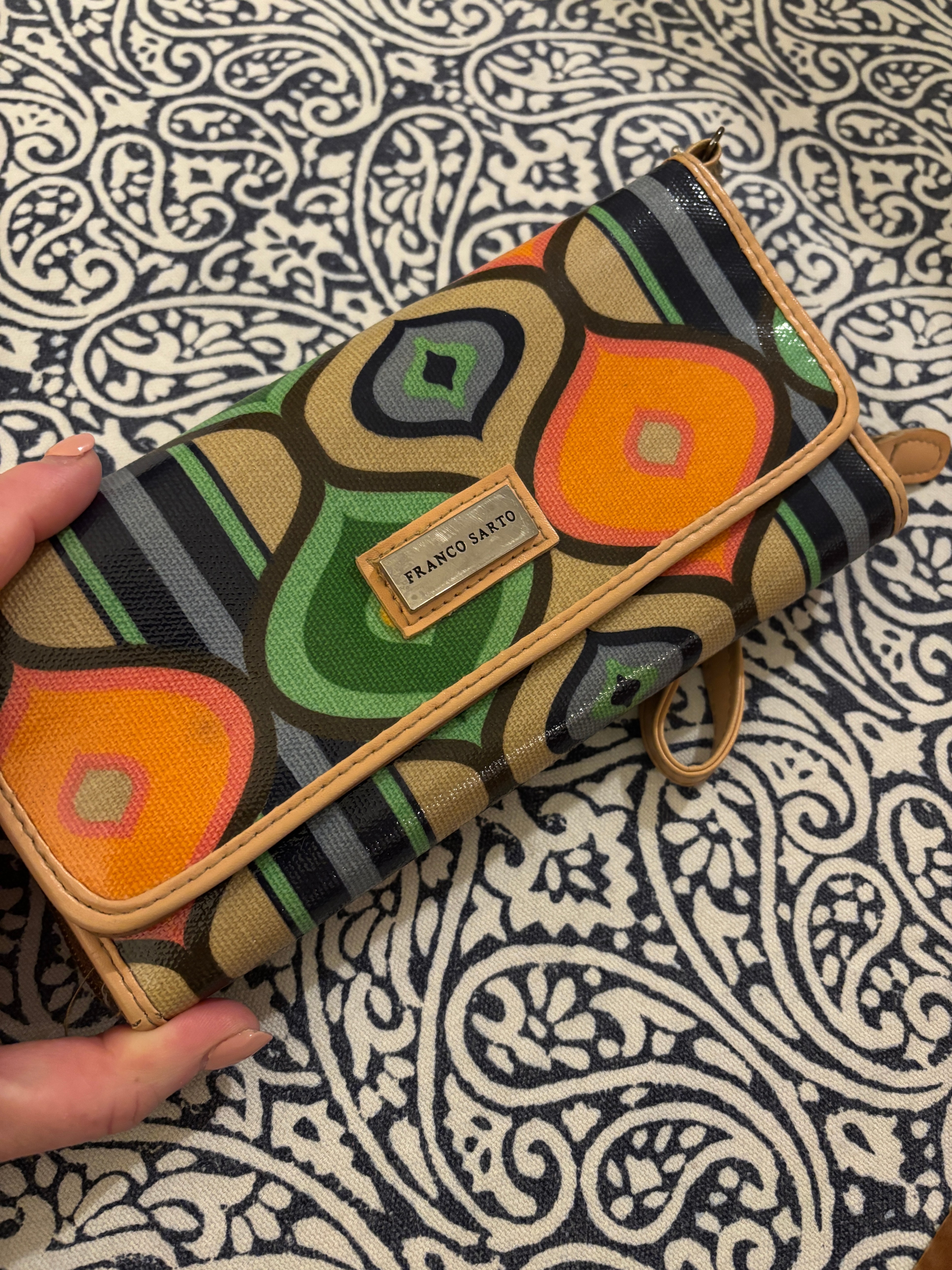 Vintage inspired patterned wallet clutch