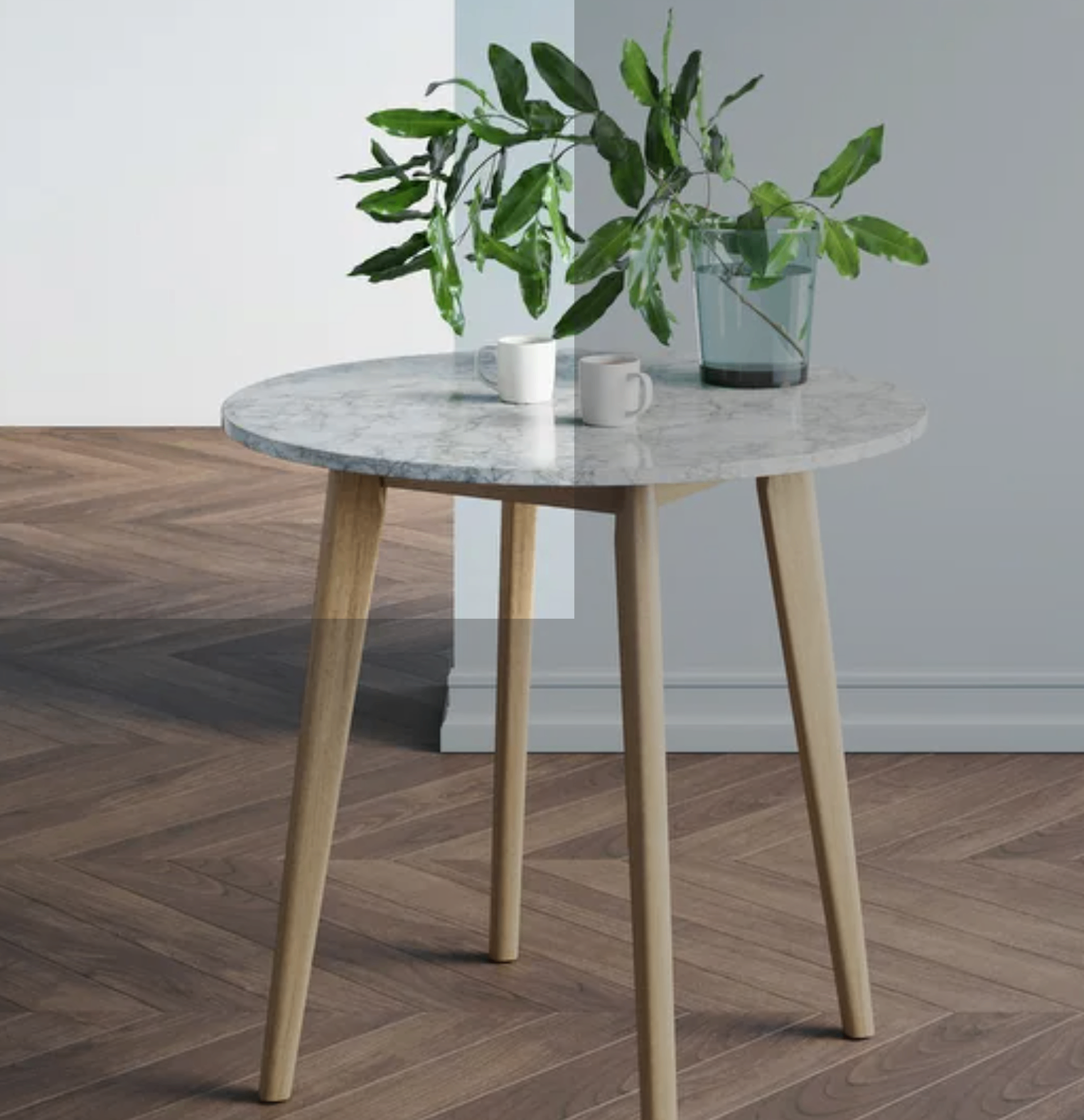 Coffee Marble-Laminate Round Bistro Dining Table
