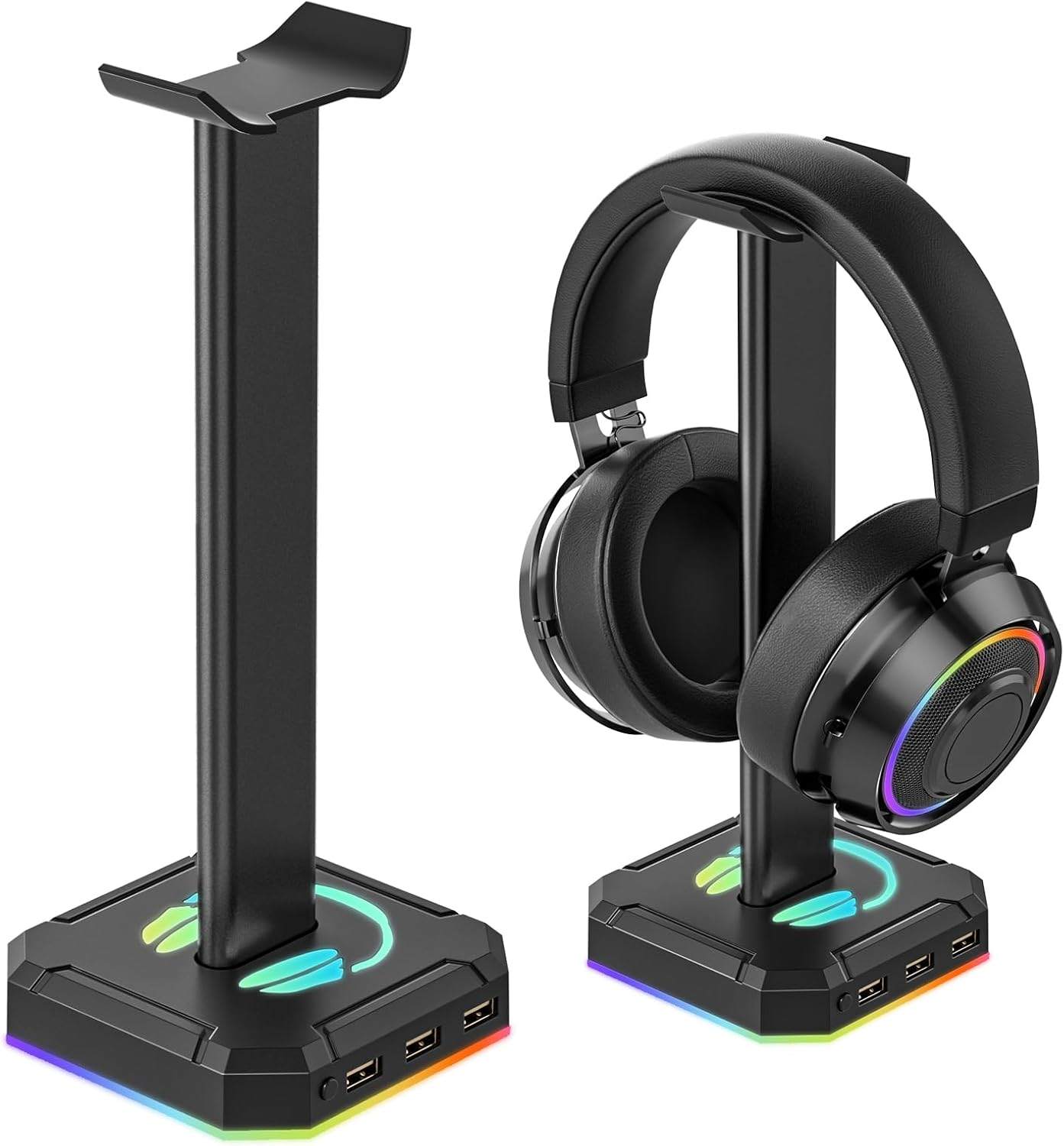 Headphone Stand RGB Lights Gaming Headset Holder with 3 USB Port