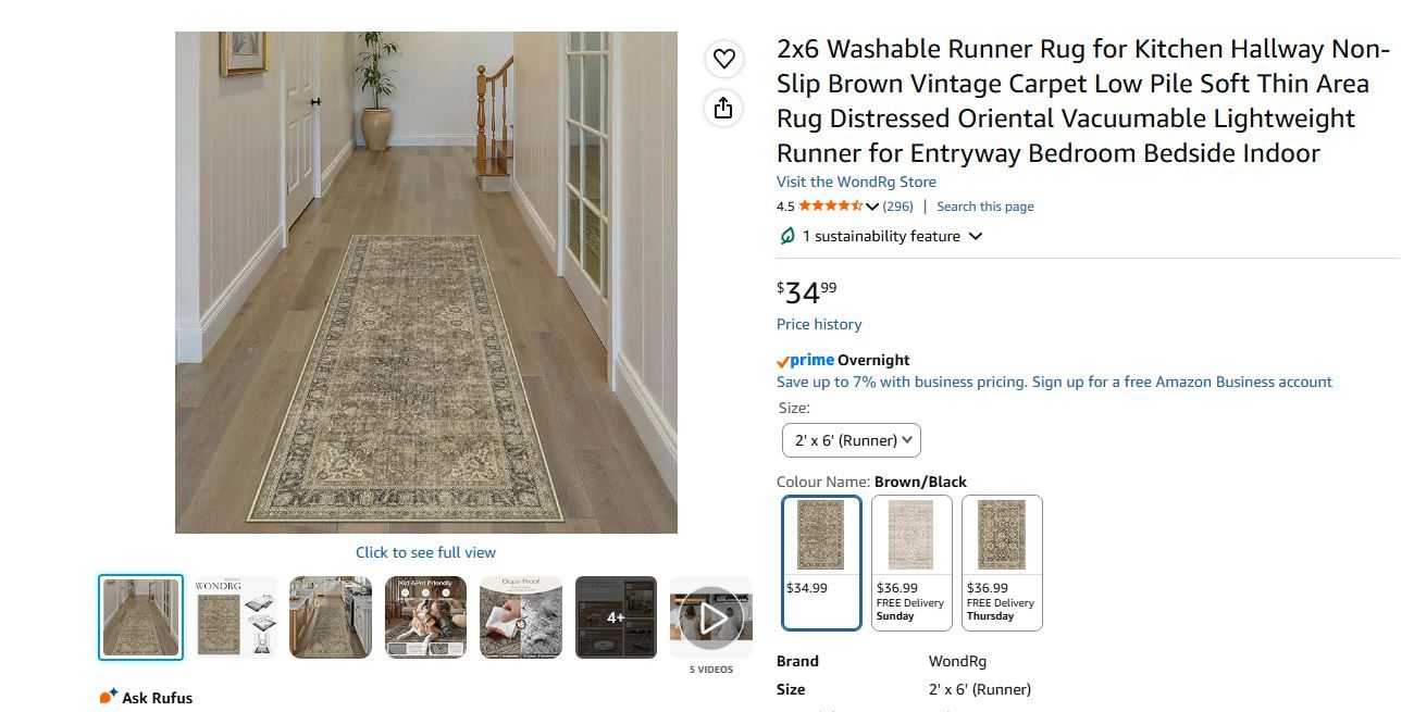 Wondrg 2x6 Washable Runner Rug - photo 2