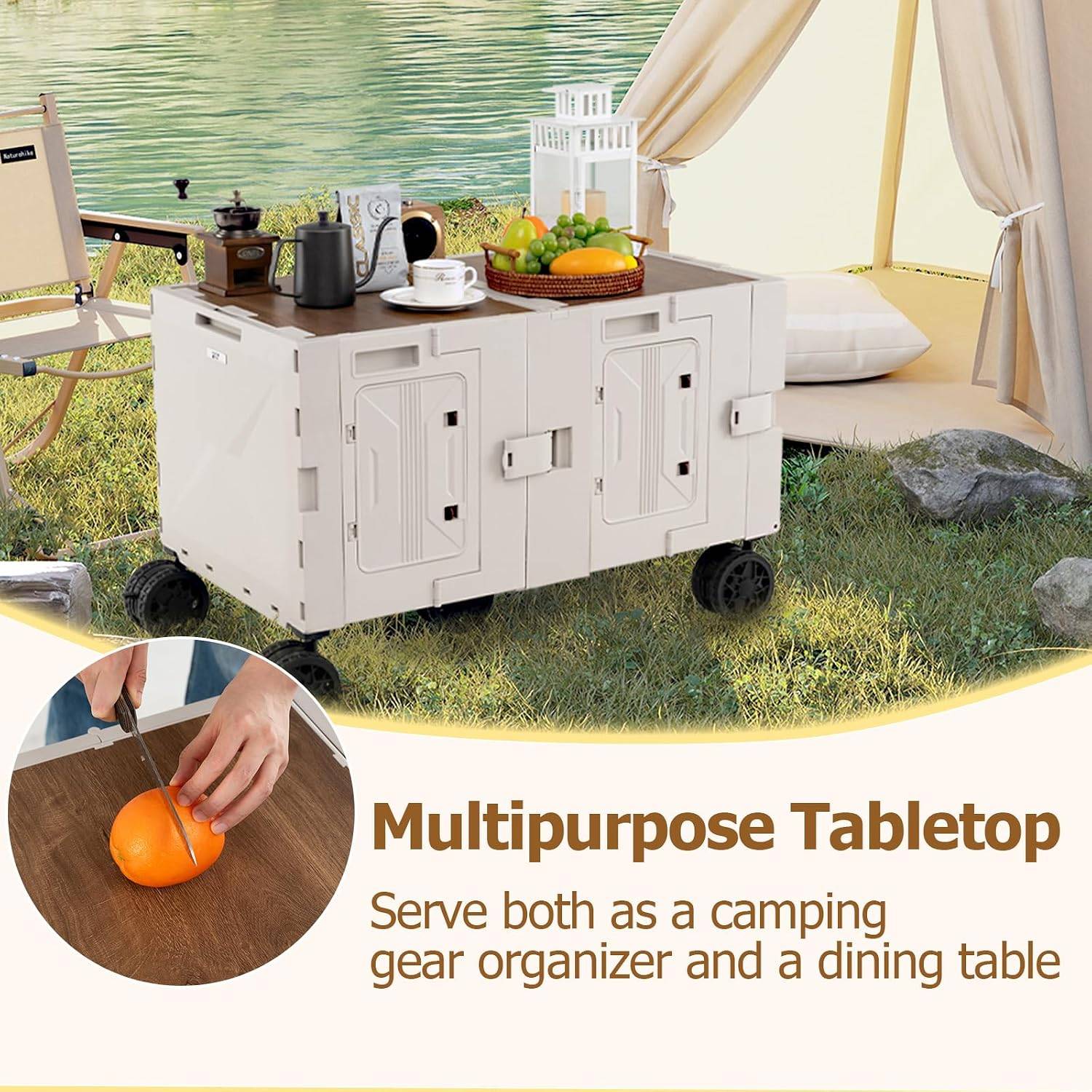 Folding Utility Cart with Telescoping Handle - White - photo 3