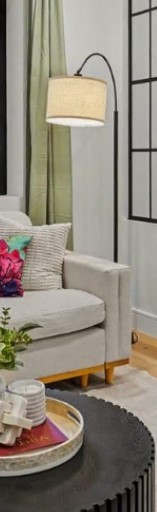 BRAND NEW Arc Floor Lamp with Linen Lampshade - photo 3