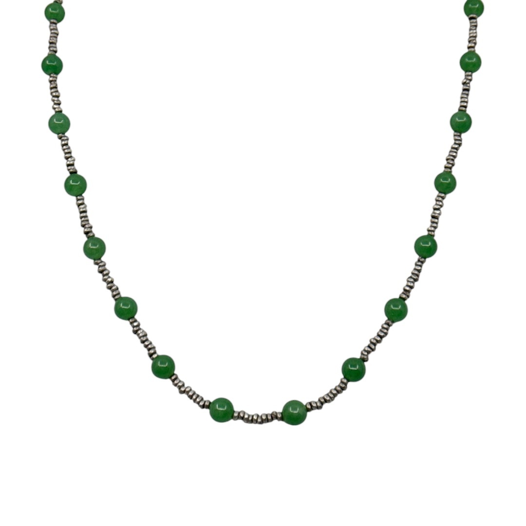 Hand Made Sterling silver 8mm chrysoprase necklace - GM340 - photo 4
