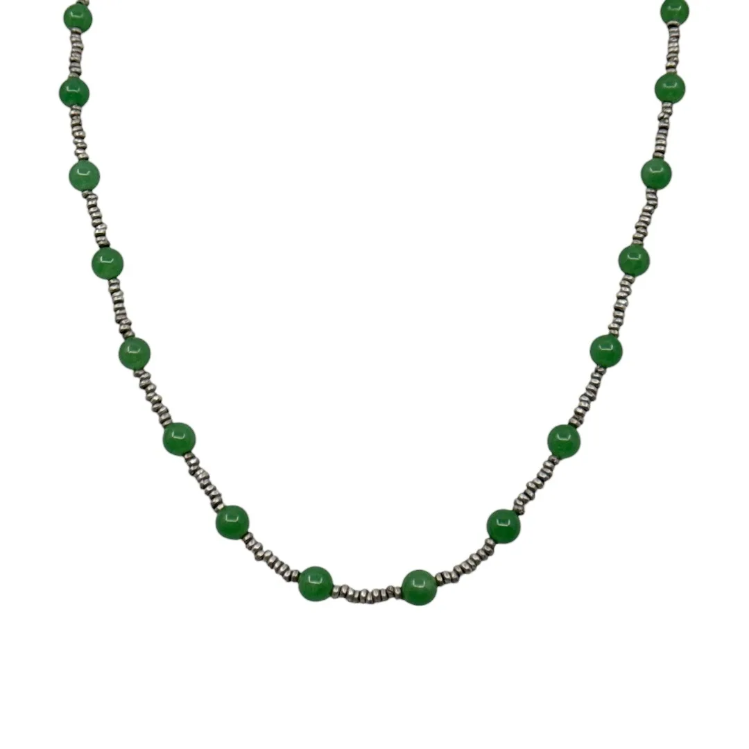 Hand Made Sterling silver 8mm chrysoprase necklace - GM340 - photo 4