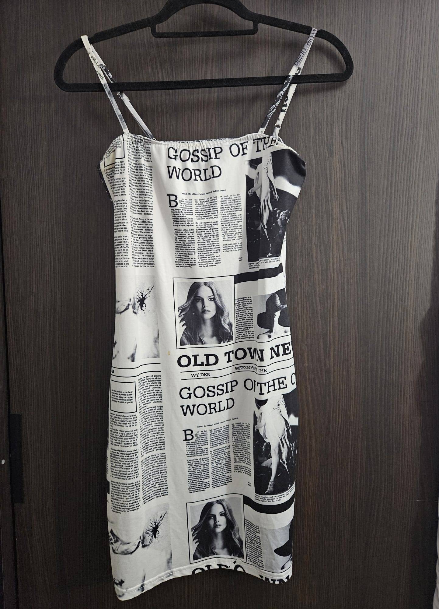 White Newspaper Print Graphic Bodycon Mini Dress