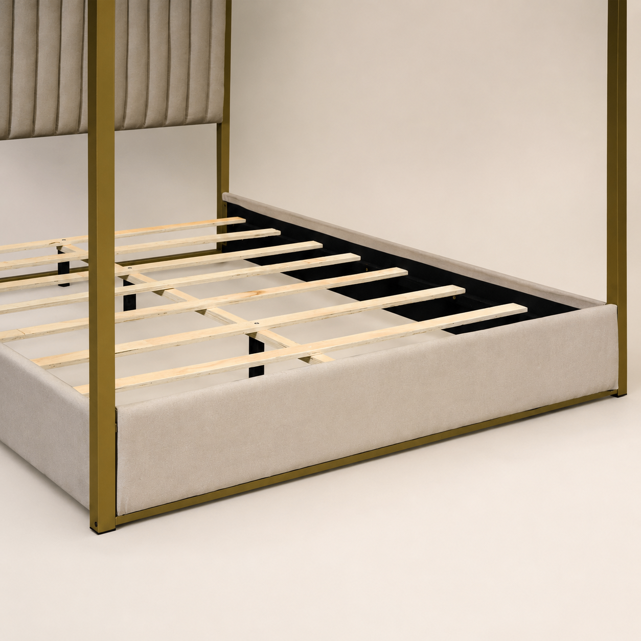 Queen Size Four Poster Bed Frame – Modern Canopy Platform Bed - photo 4