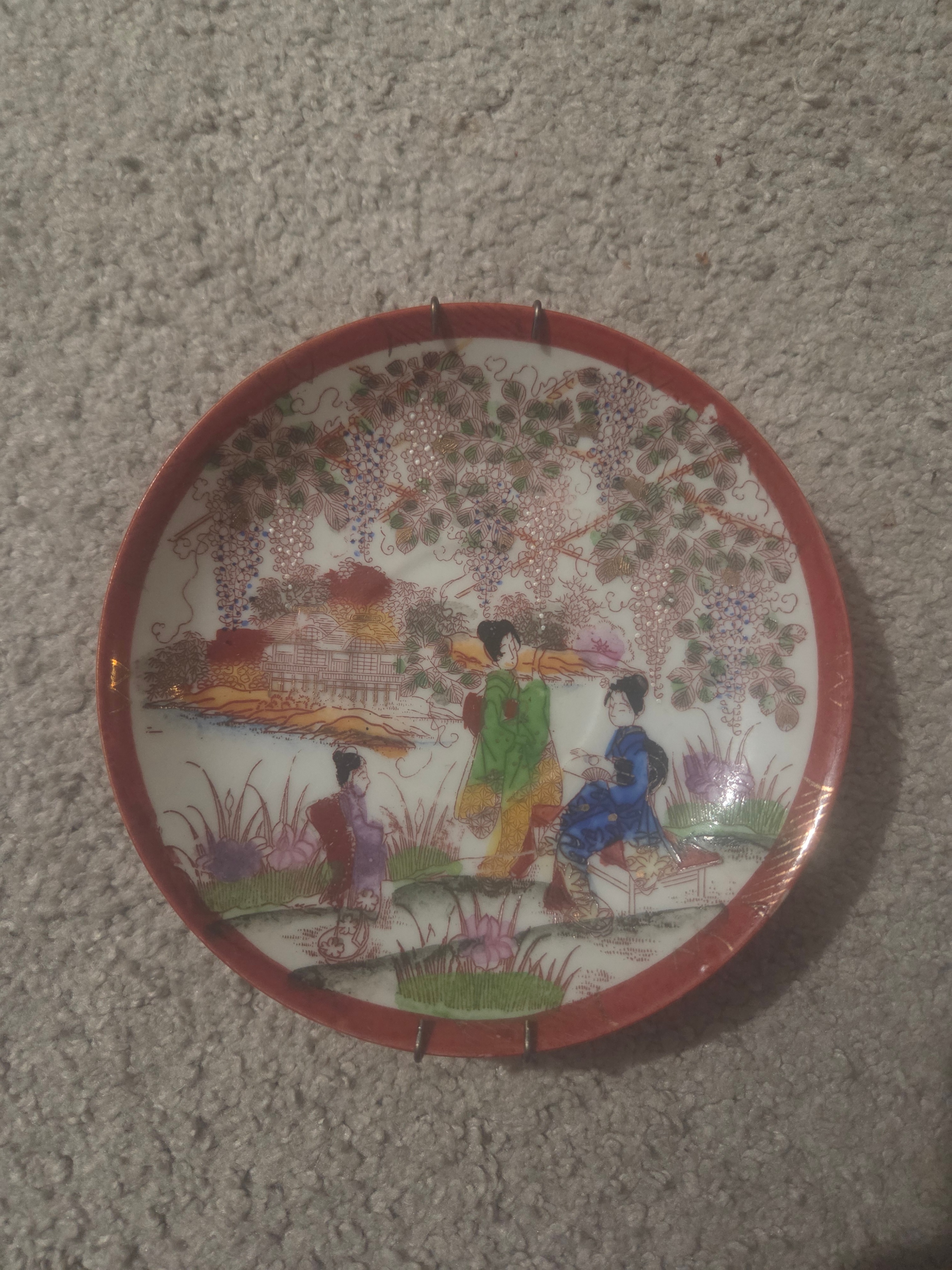 Vintage Japanese Porcelain Cabinet Plate, 5.5" Hand-Painted