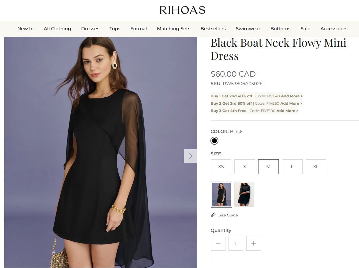 Black Boat Neck Flowy Mini Dress - photo 5