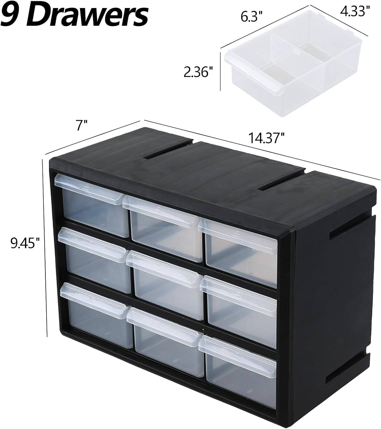 2x 9-Drawer Small Parts / Craft Storage Cabinets – Black - photo 2