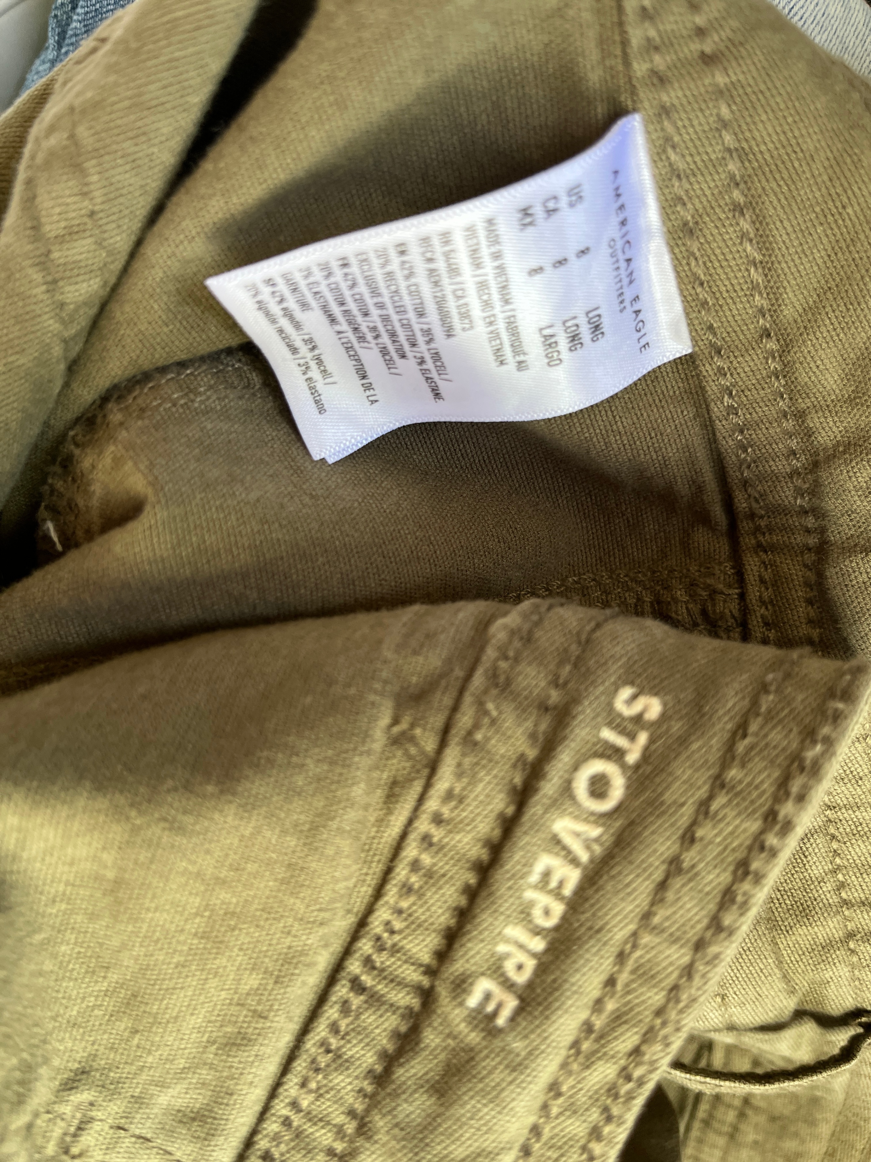 American Eagle "Stovepipe" Cargo Pants Olive Green Size 8 - photo 3
