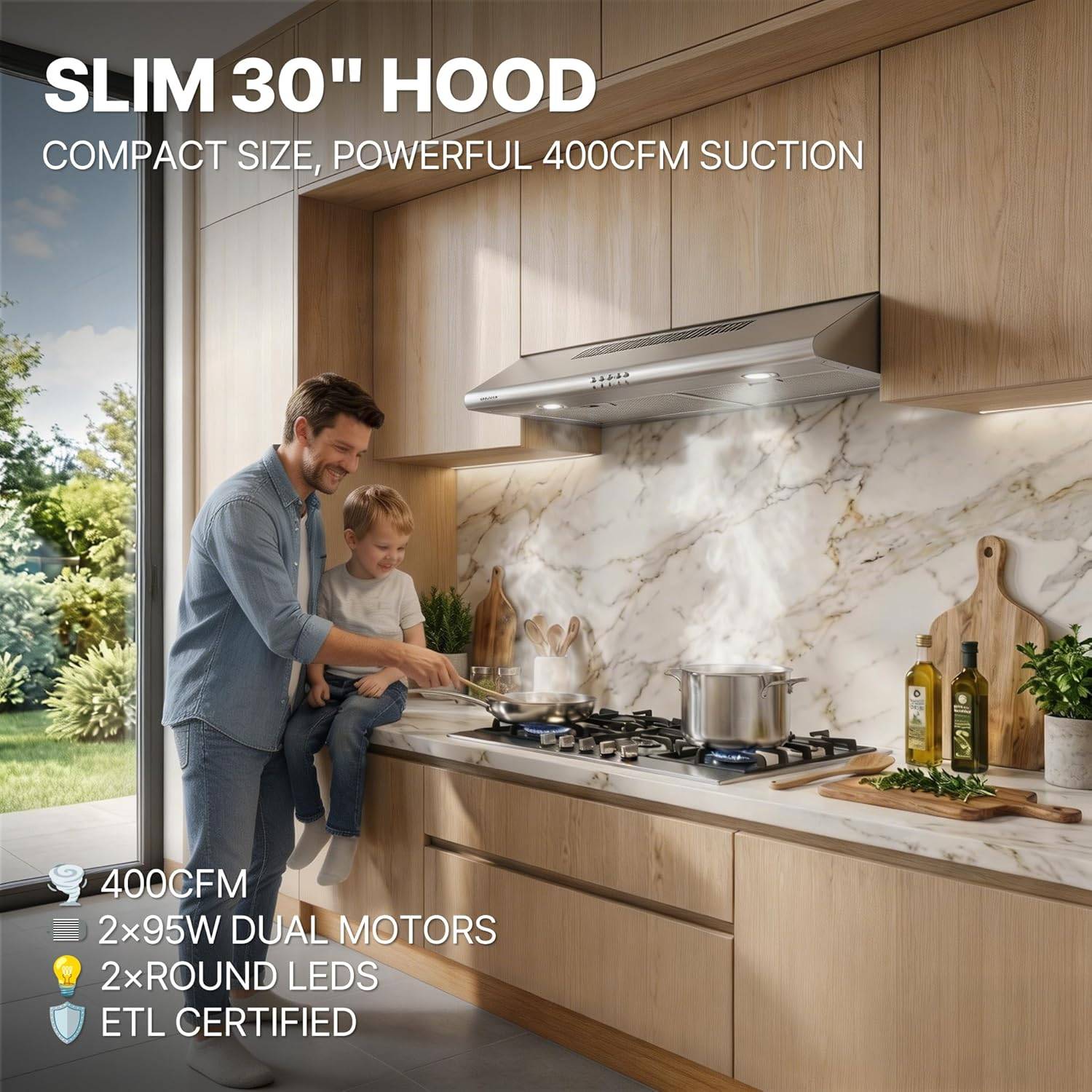 AURAKICH 30" Stainless Steel Under-Cabinet Range Hood - photo 4