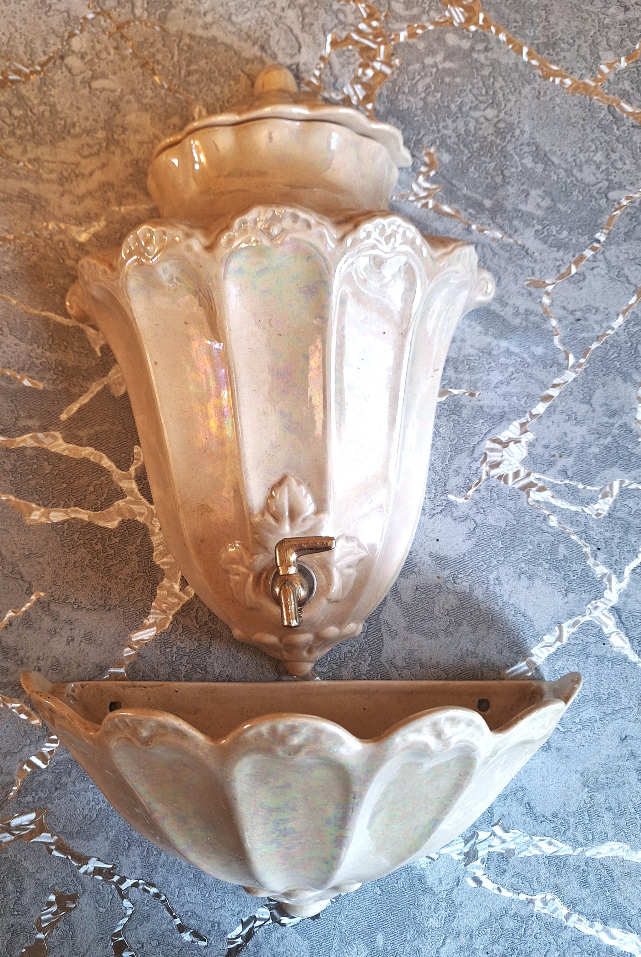 Vintage Large 20" Handmade 3 Piece Ceramic Hanging Wall Décor